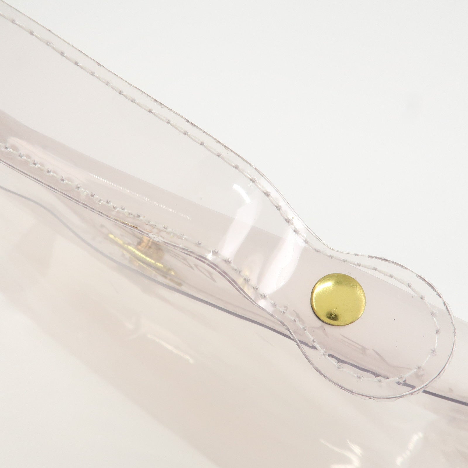 HERMES Kelly Vinyl Hand Bag Clear Transparent White Gold