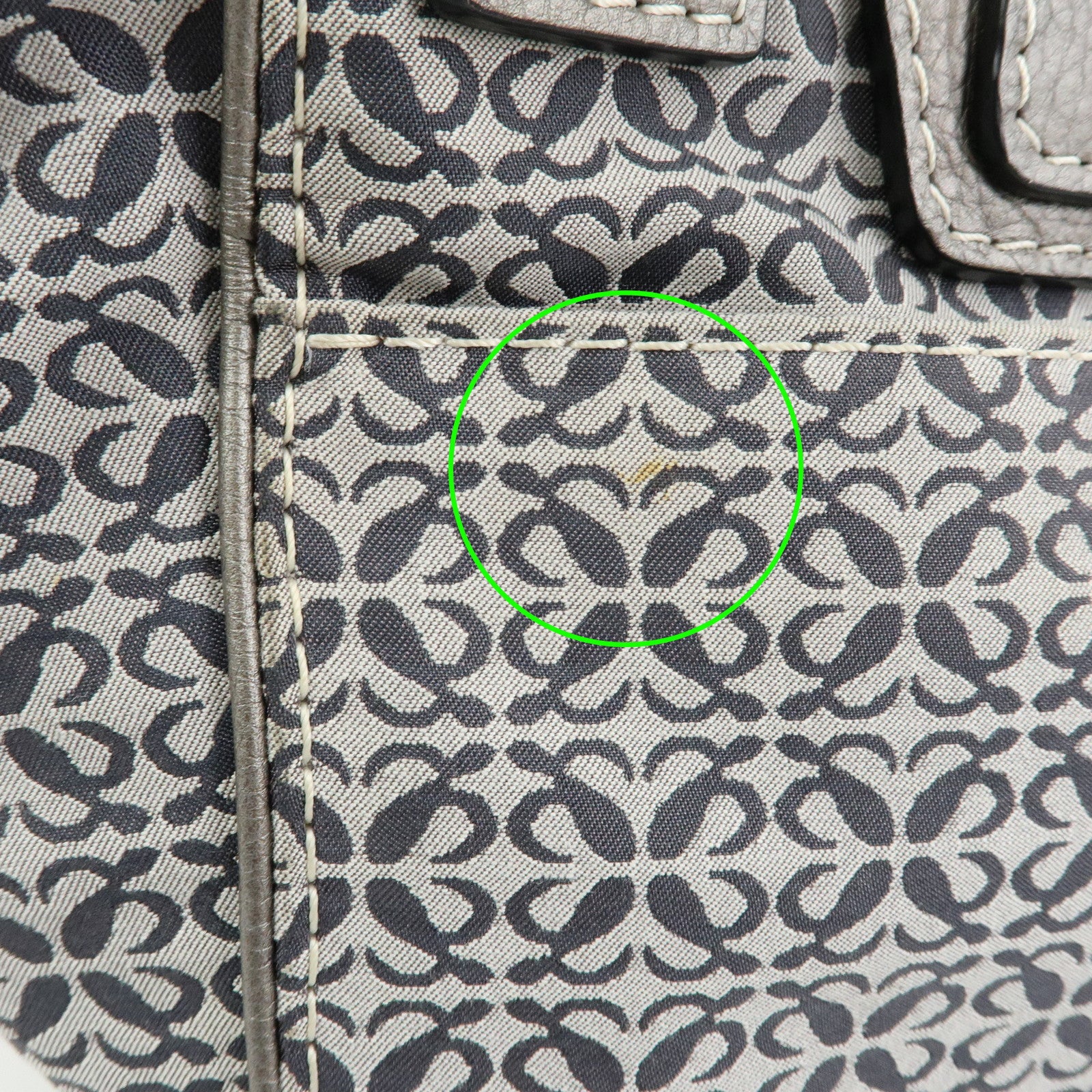 LOEWE New Road Line Repeat Anagram Canvas Calf Leather Hand Bag