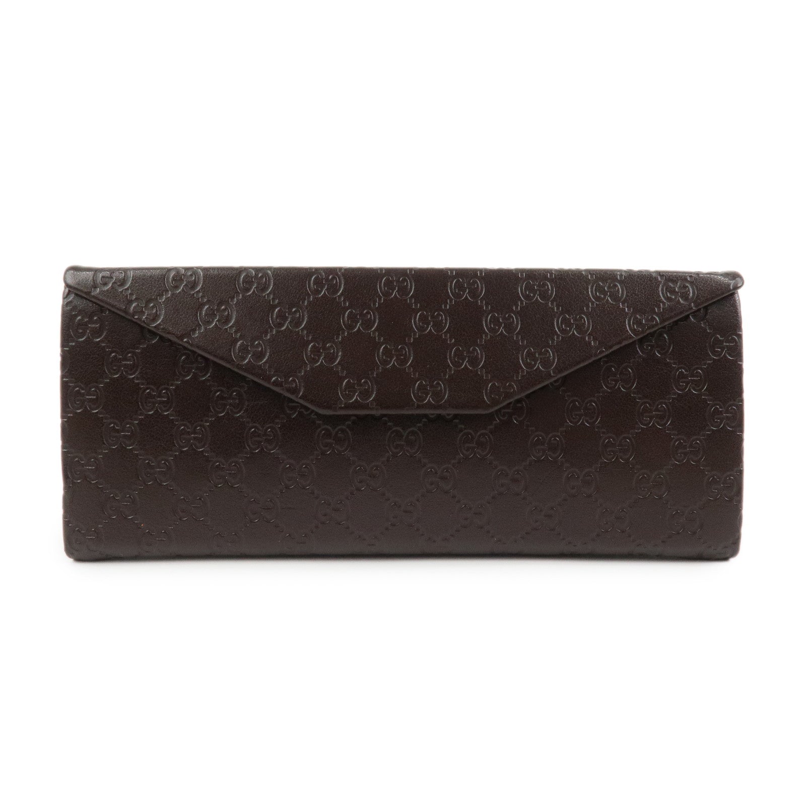 GUCCI Micro Guccissima Leather Glasses Case Dark Brown