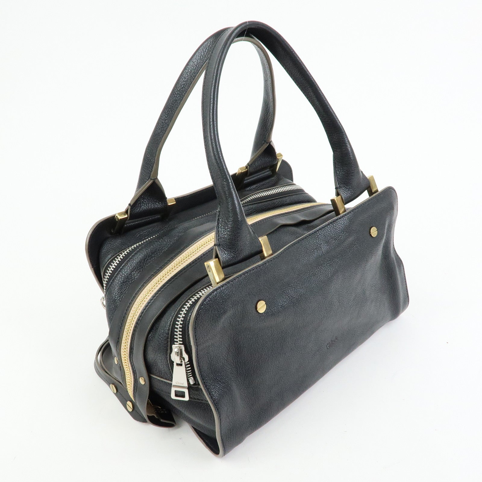 Chloe Dalston Leather Boston Bag Hand Bag Black