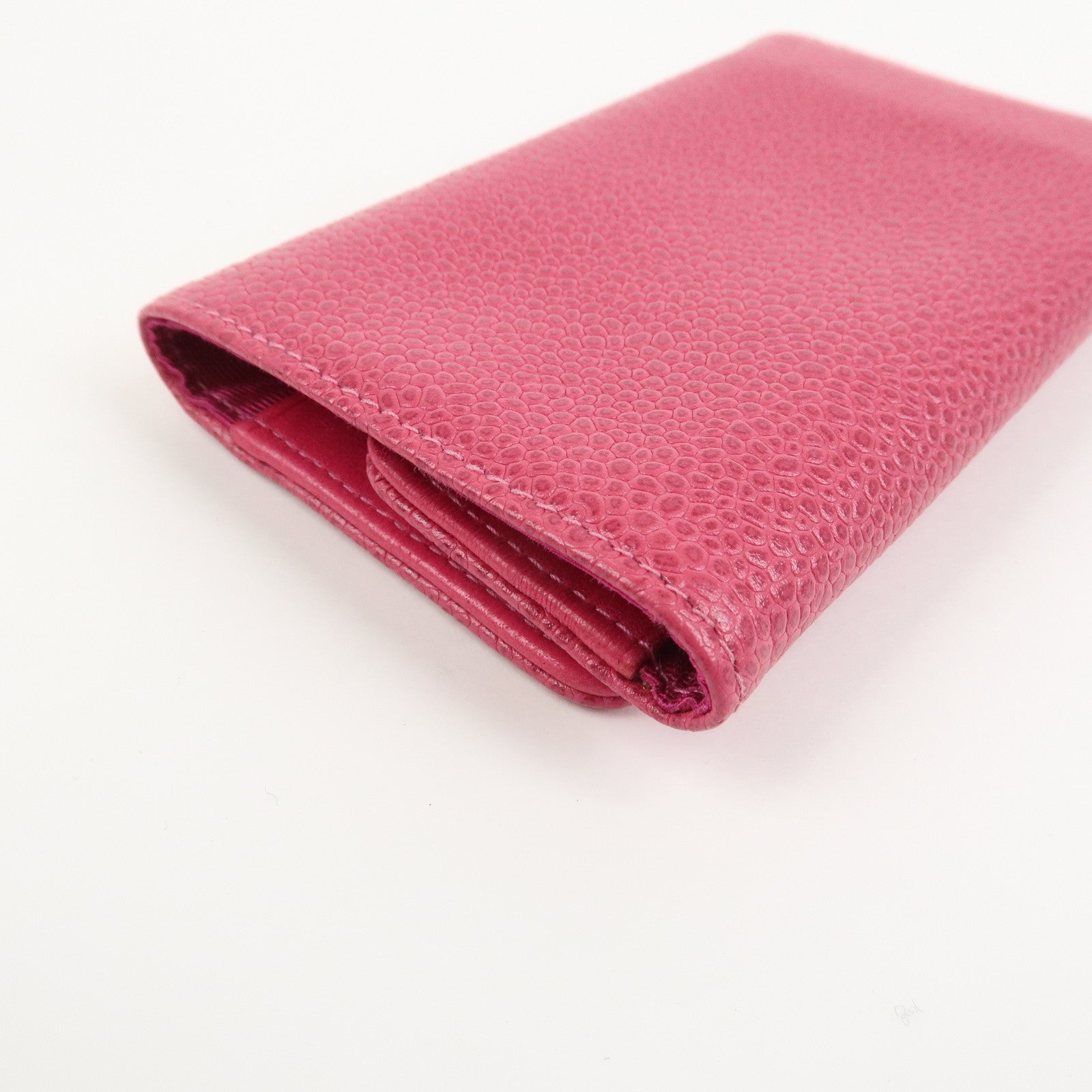 CHANEL COCO Mark Caviarskin 6 Rings Key Case Key Holder Pink A01439