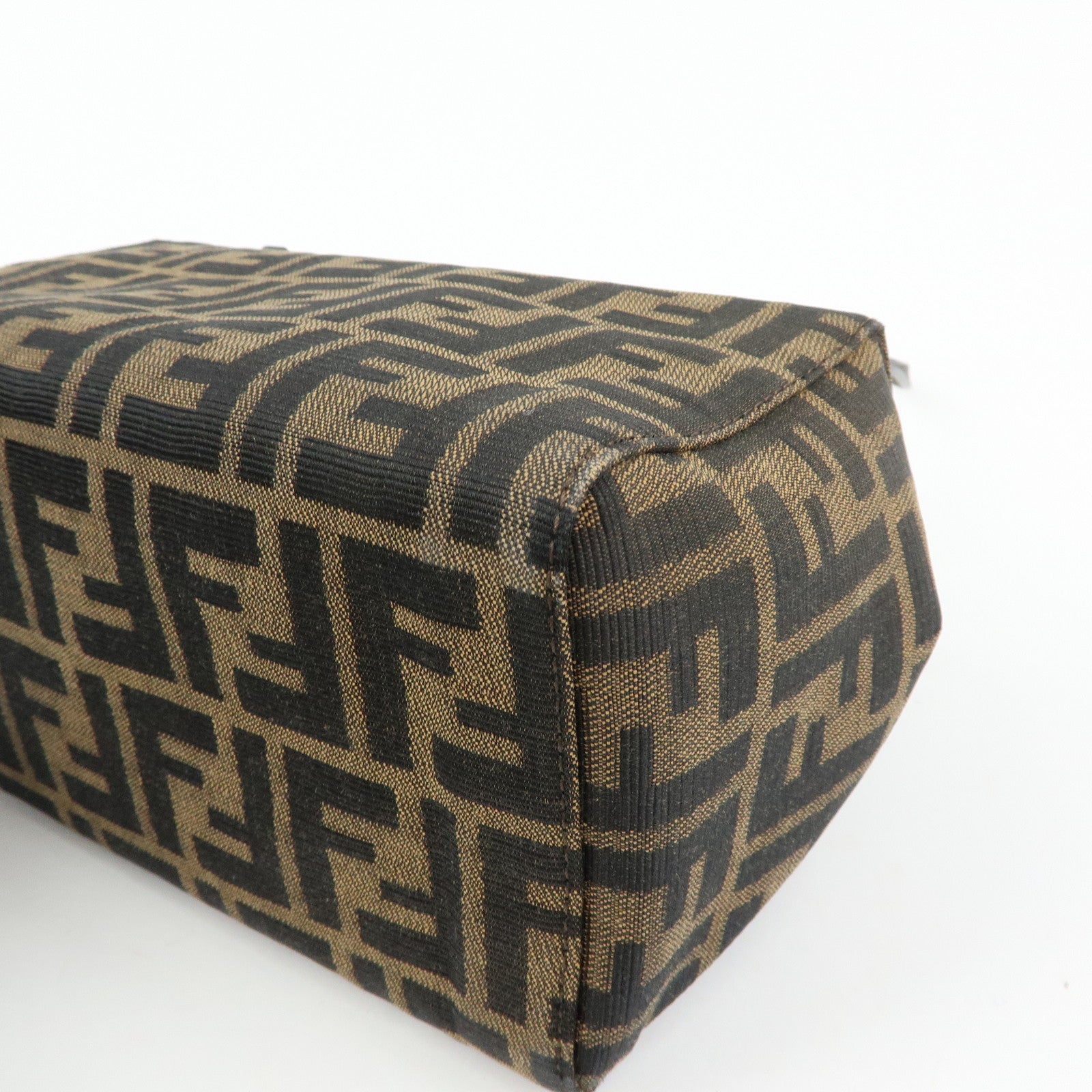FENDI ZUCCA Canvas Leather Hand Bag Shoulder Bag Brown