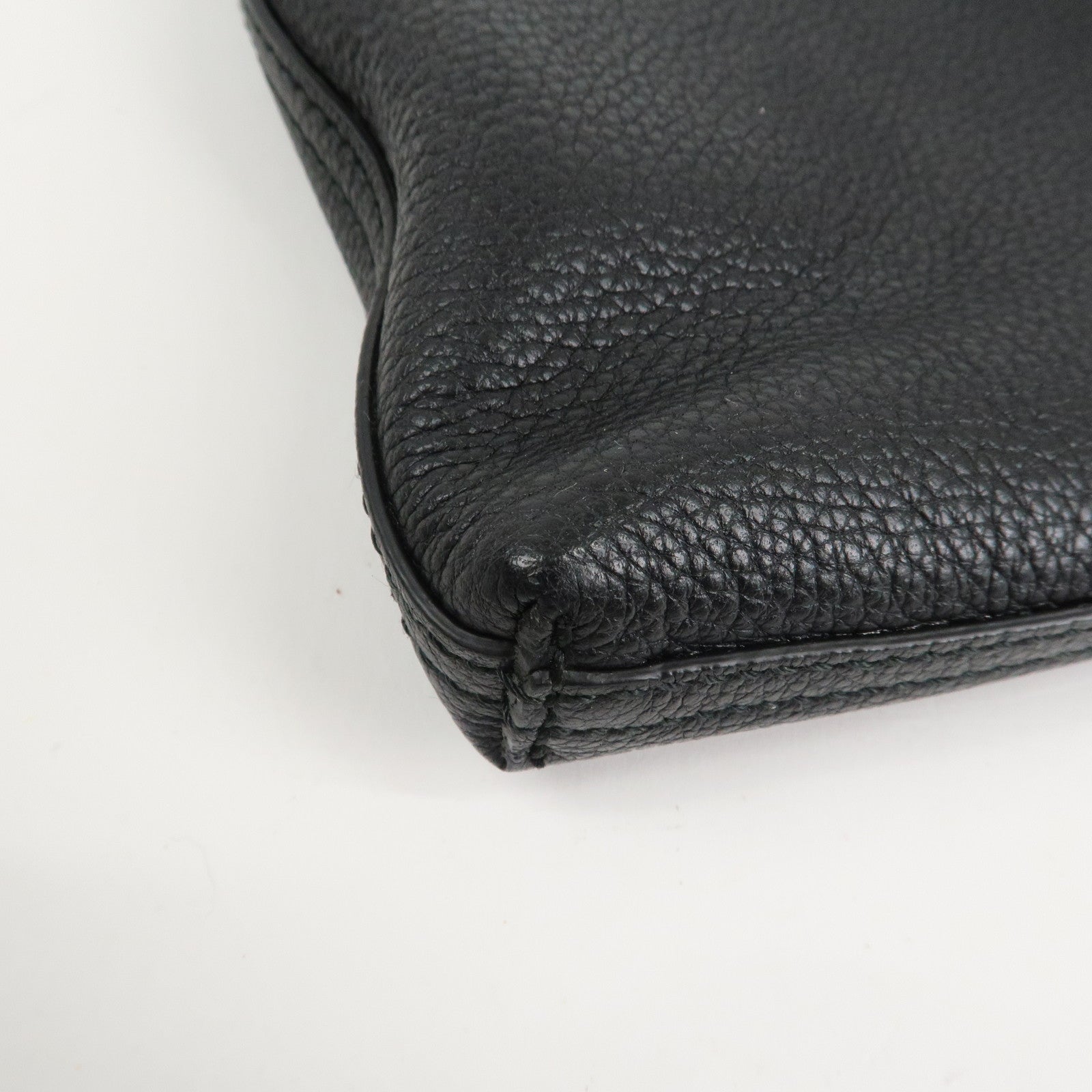 GUCCI Logo Print Leather Portfolio Clutch Bag Black 500984 Used