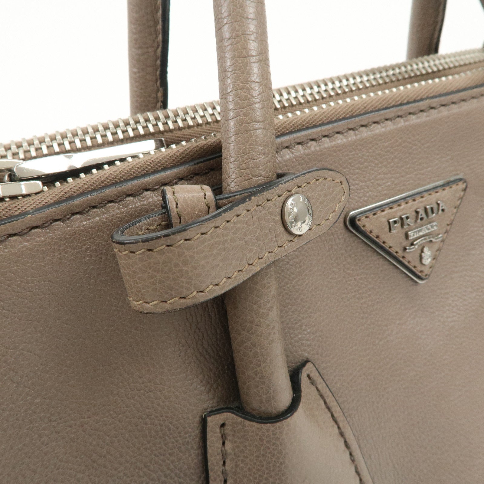 PRADA Triangle Logo 2Way Bag Hand Bag Shoulder Bag Gray BN2619