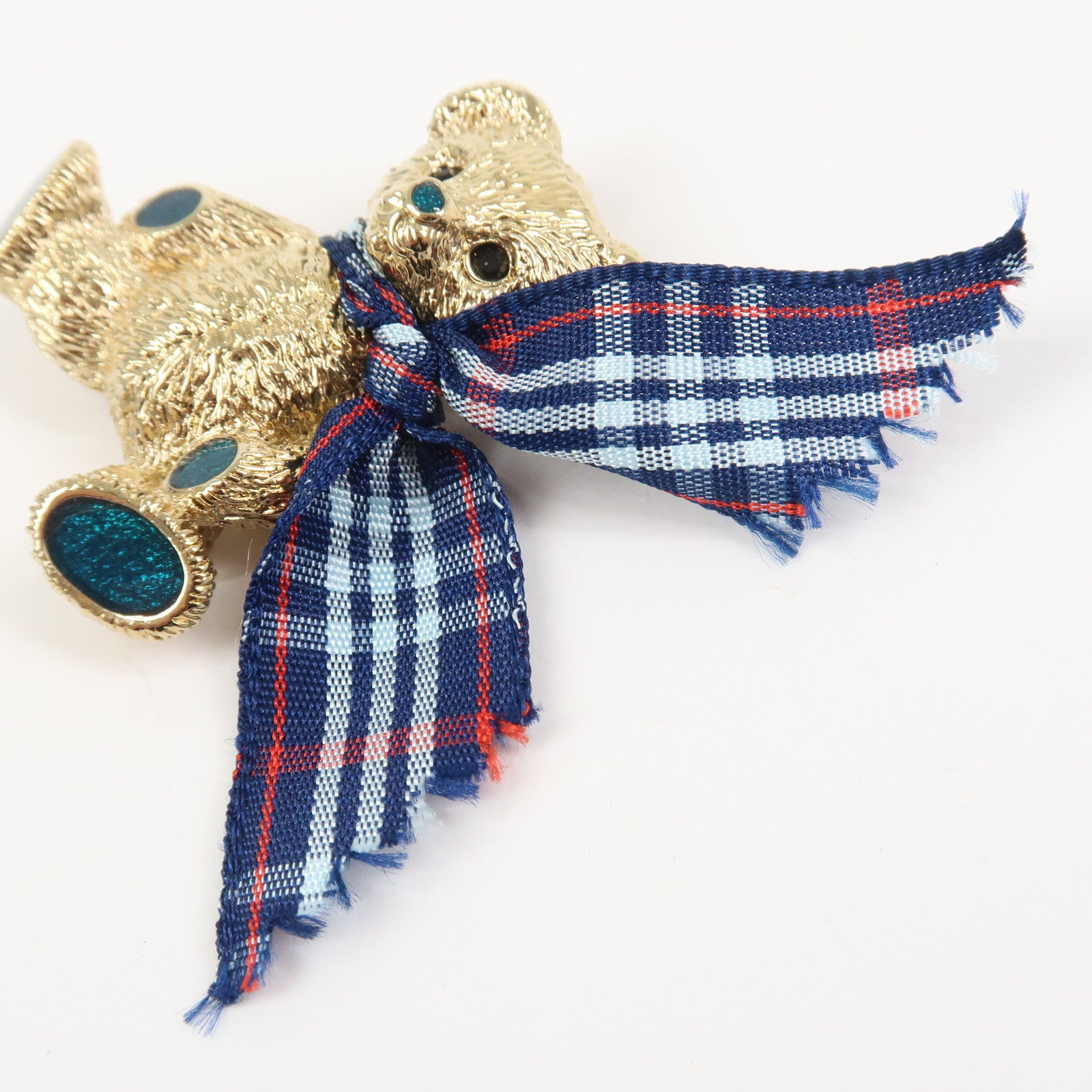 BURBERRY Plaid Metal Brooch Bear Gold