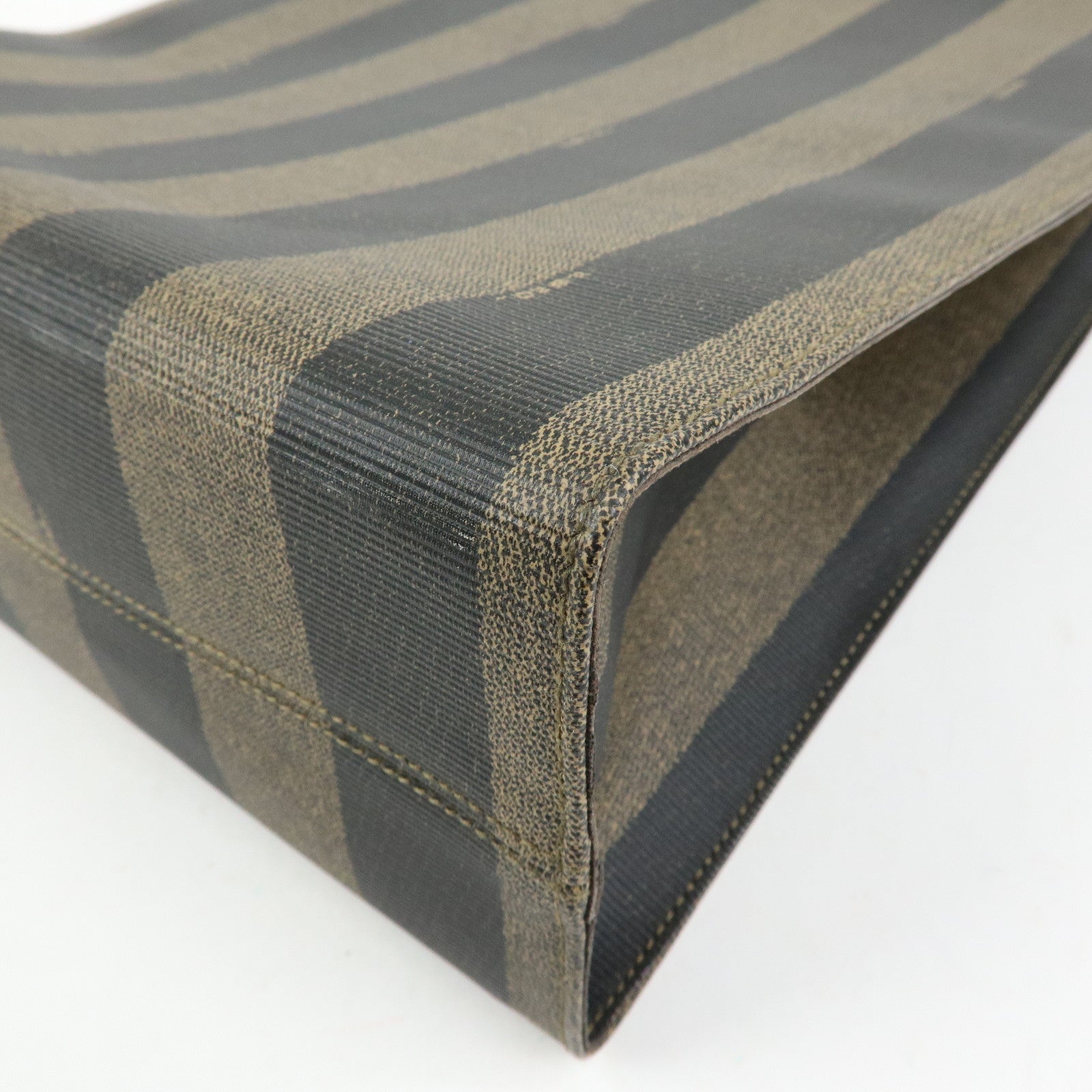 FENDI Pequin PVC Leather Tote Bag Shoulder Bag Black Brown 259980