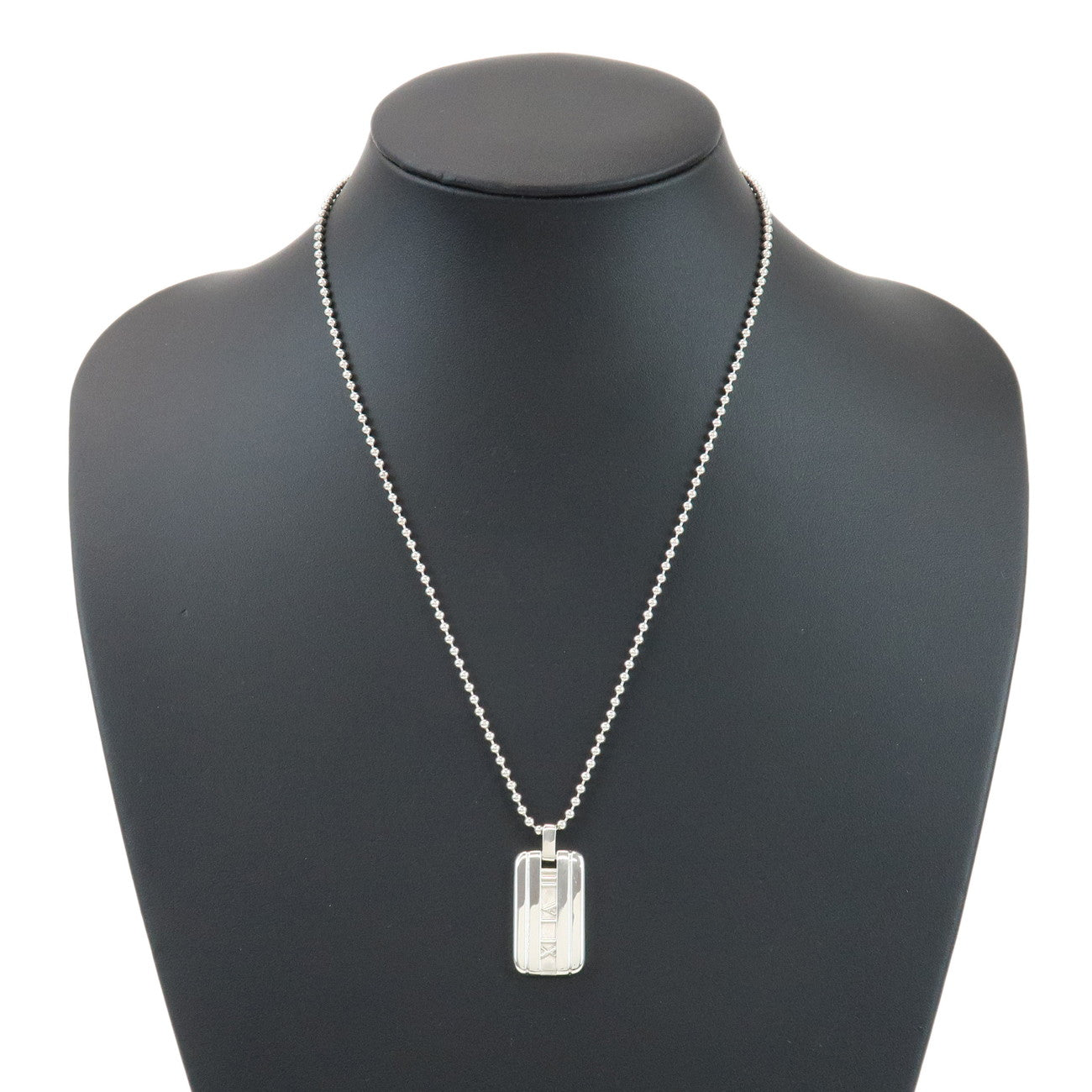 Tiffany & Co Atlas Plate Ball Chain Necklace SV925 Silver
