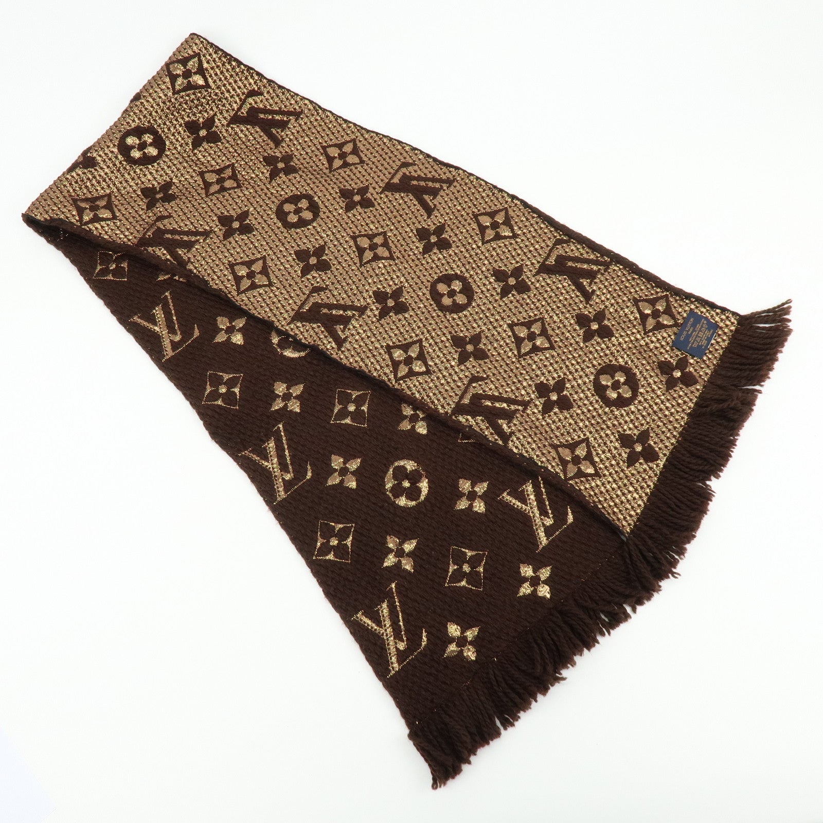 Louis Vuitton Echarpe Logomania Shine Wool Silk Scarf Brown M71383