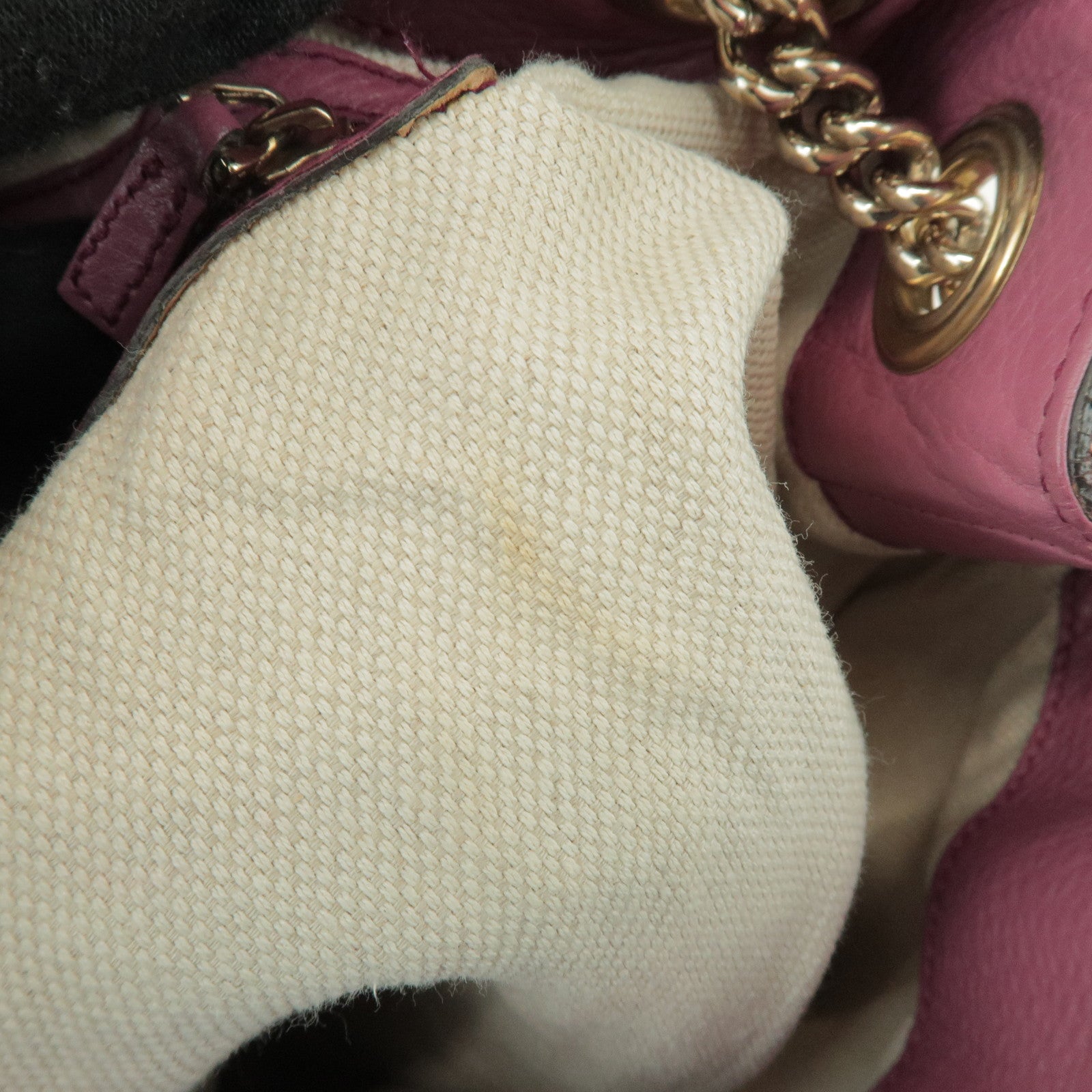 GUCCI SOHO Interlocking G Leather Chain Shoulder Bag Pink 308982