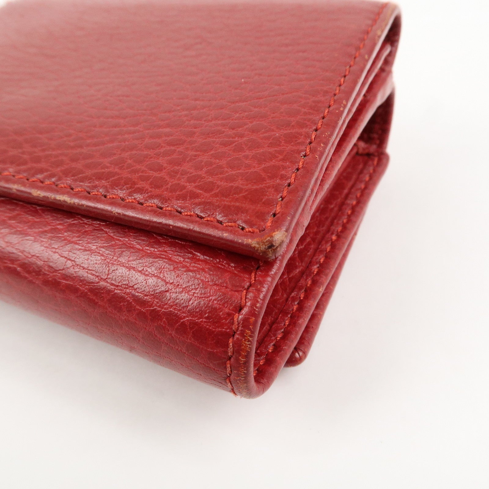 GUCCI GG Marmont Leather Tri-fold Compact Wallet Red 474746