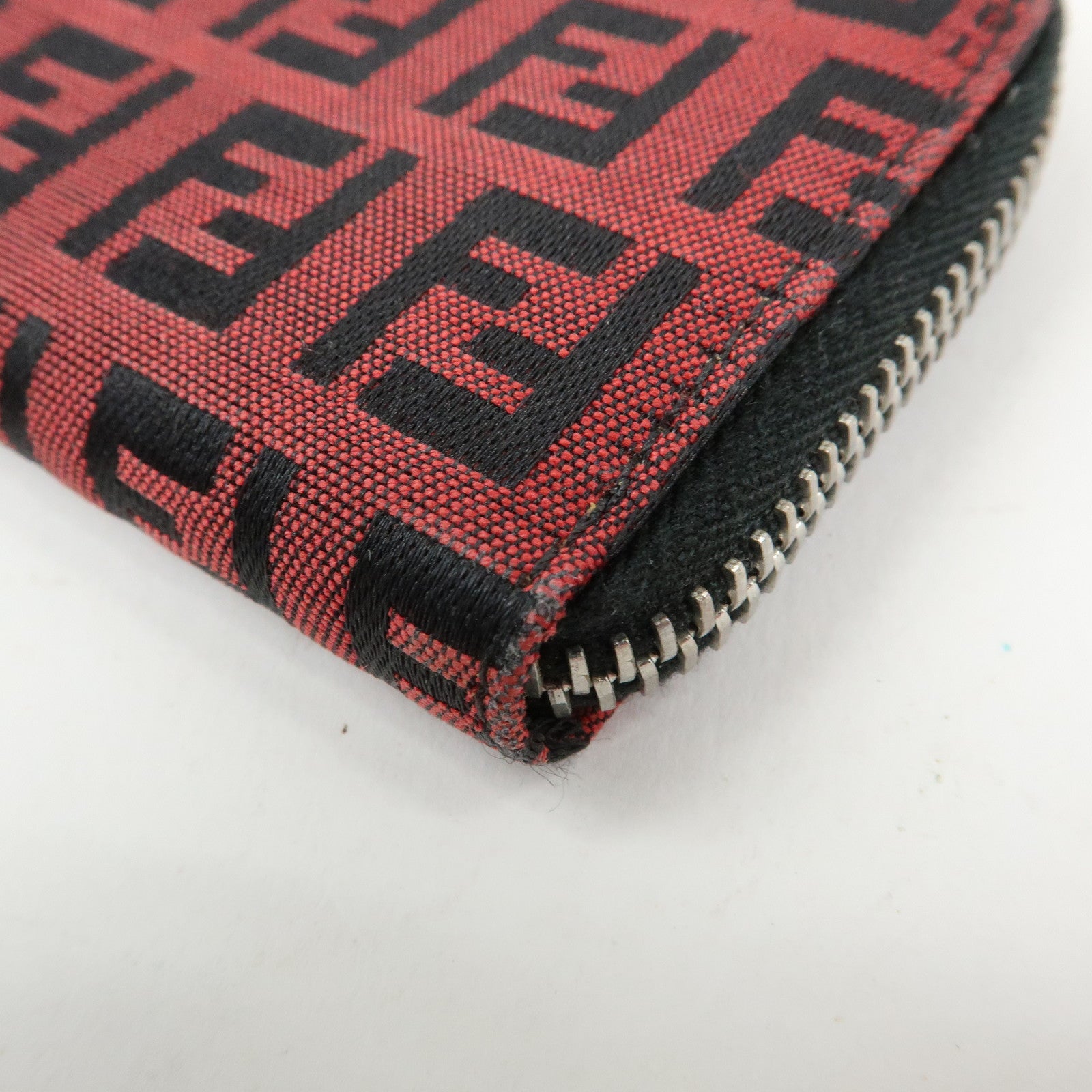 FENDI Zucchino Canvas Coin Case Coin Purse Red