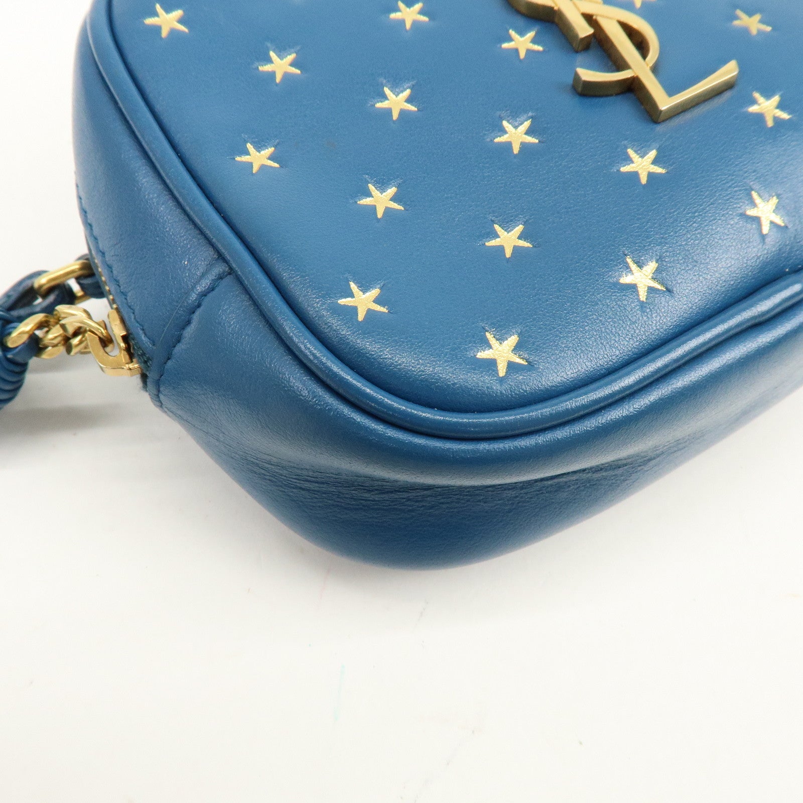 SAINT LAURENT PARIS Leather Shoulder Bag Crossbody Bag Blue