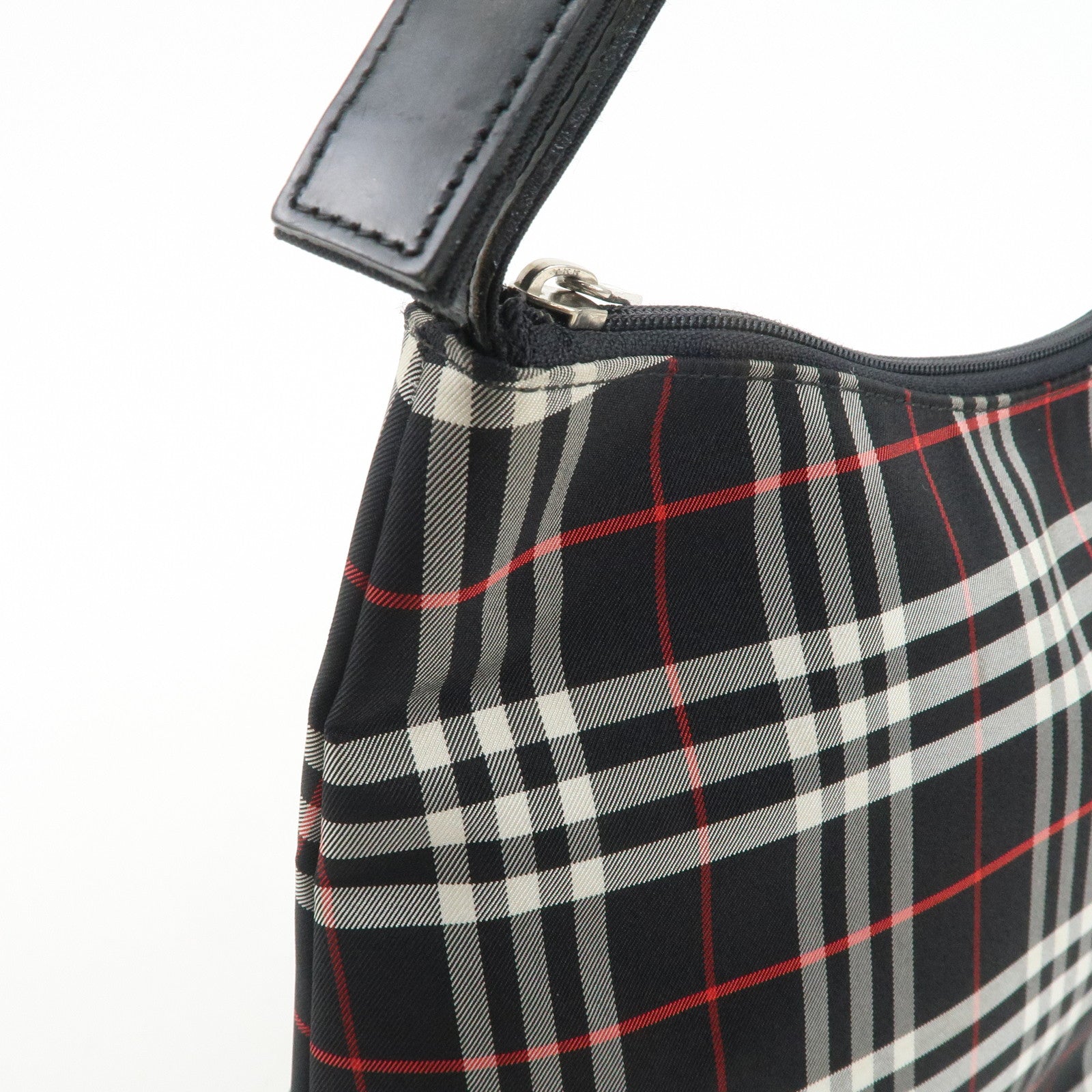 BURBERRY Blue Label Nylon Leather Shoulder Bag Nova Plaid Black