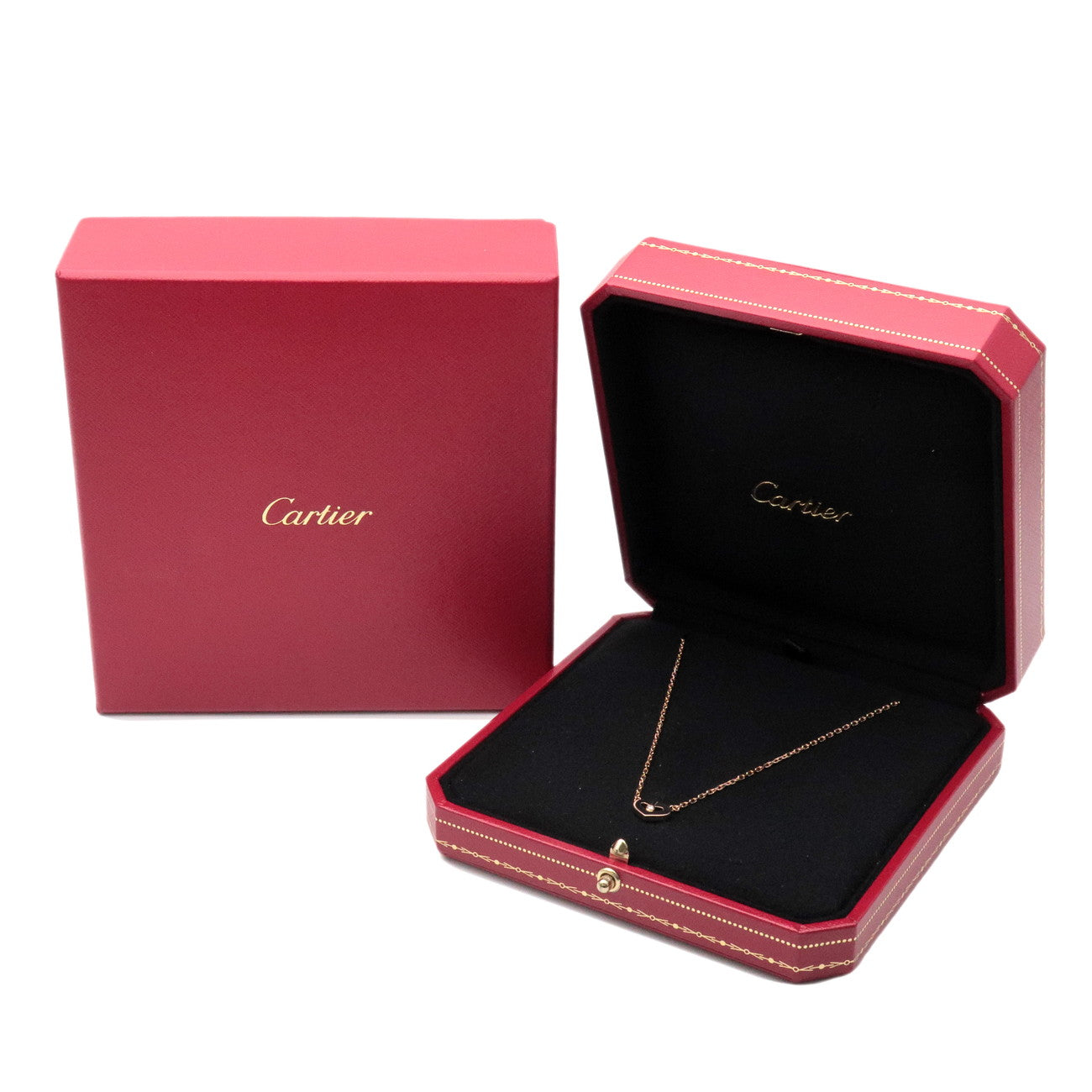 Cartier C Heart 1P Diamond Necklace K18 750PG Rose Gold