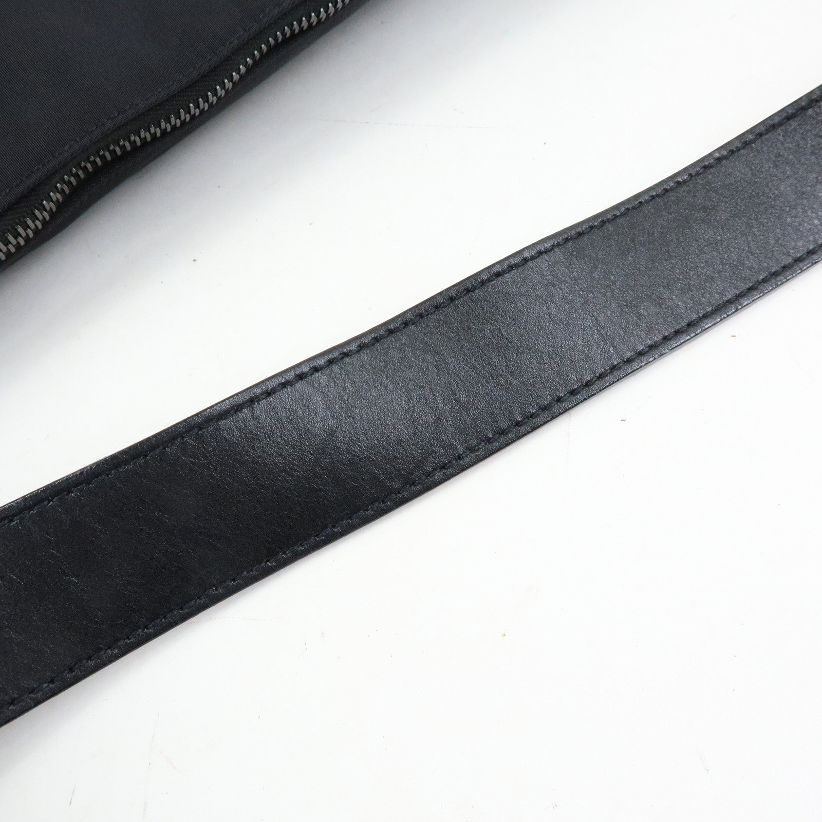 FENDI Logo Nylon Leather Shoulder Bag Hand Bag Black