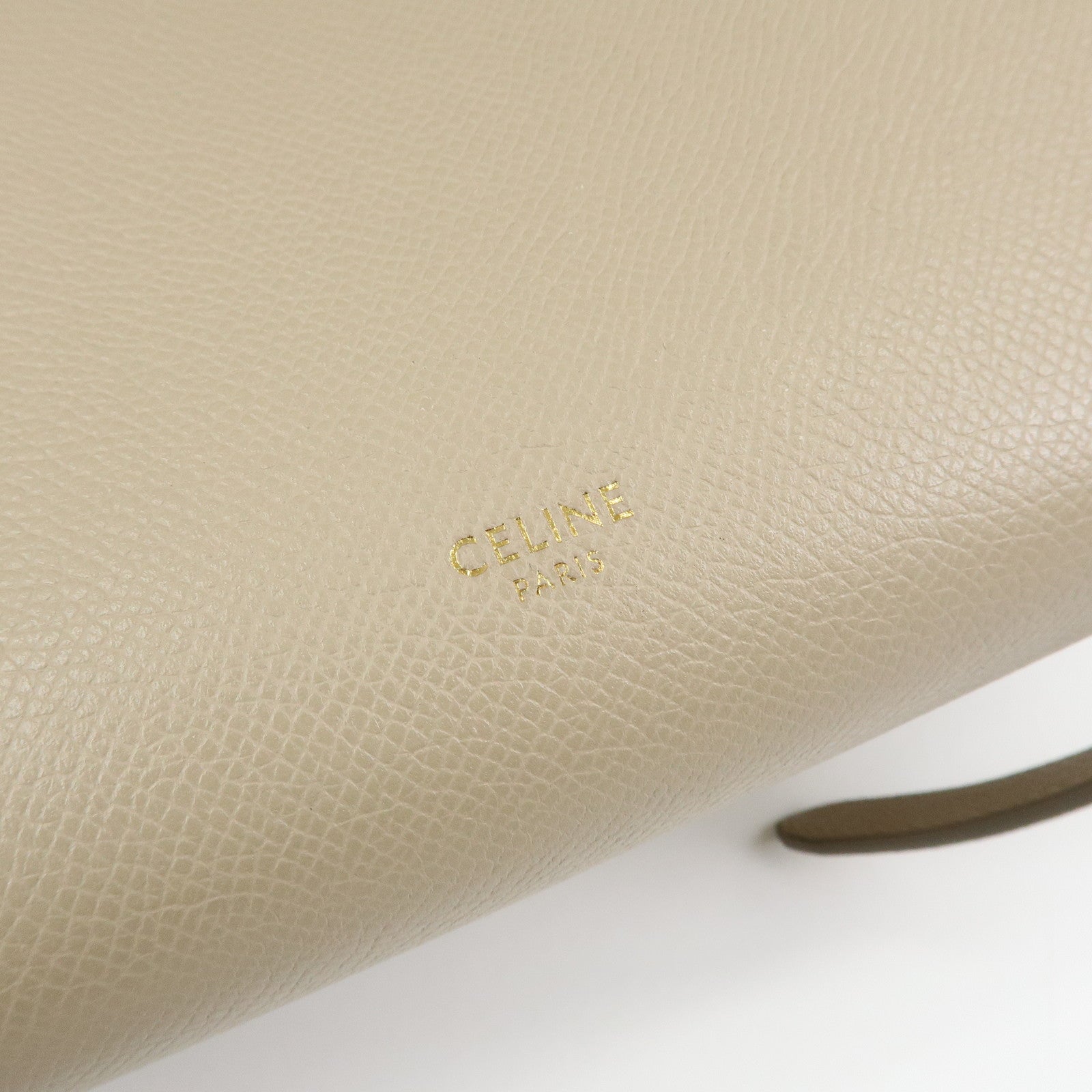 CELINE Belt Bag Leather 2Way Bag Hand Bag Shoulder Bag Beige