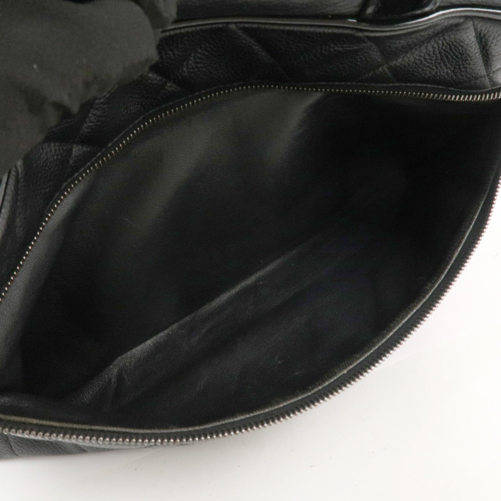 CHANEL Matelasse Leather Boston Bag Bowling Bag Black A15685