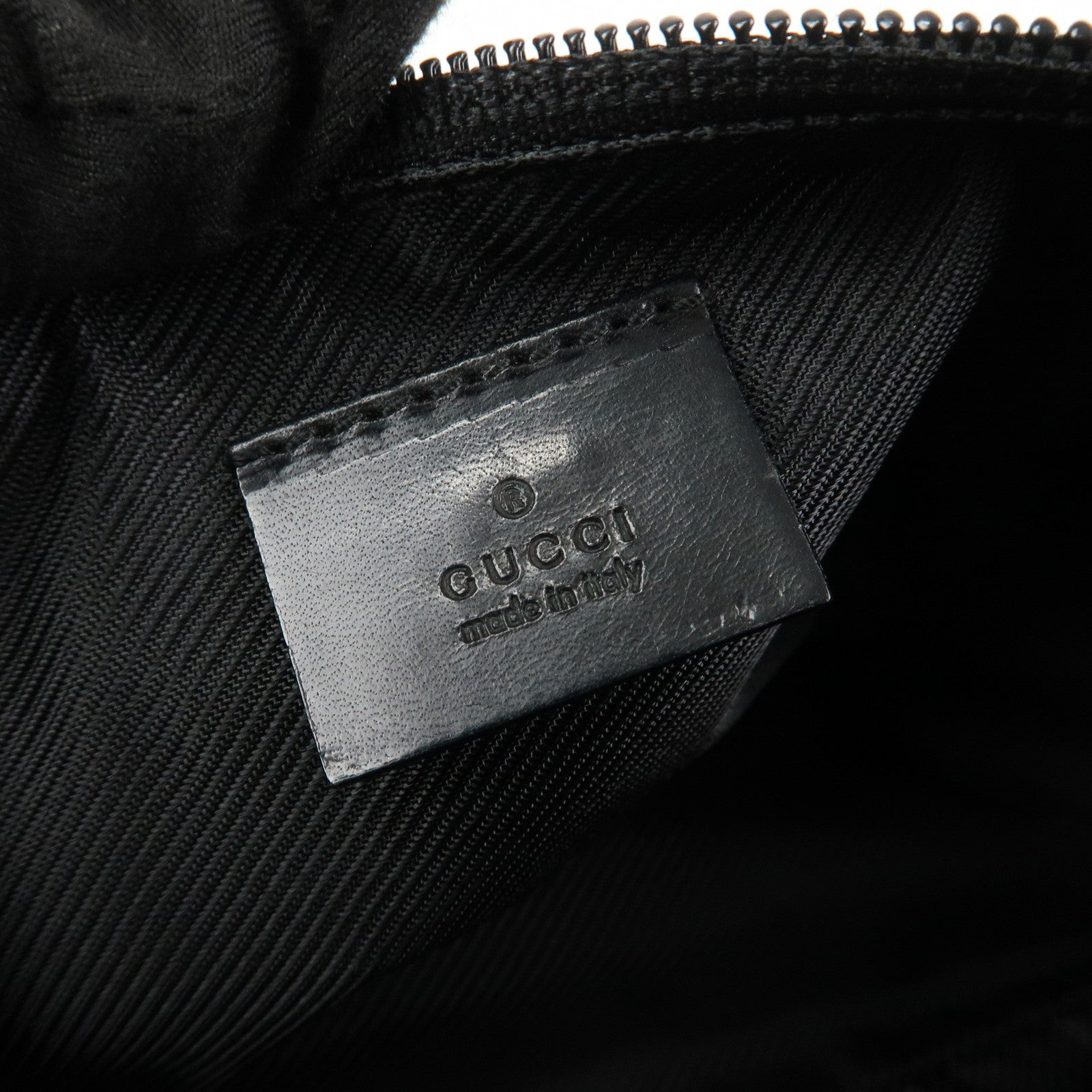 GUCCI Boat Bag GG Canvas Leather Hand Bag Pouch Black 07198