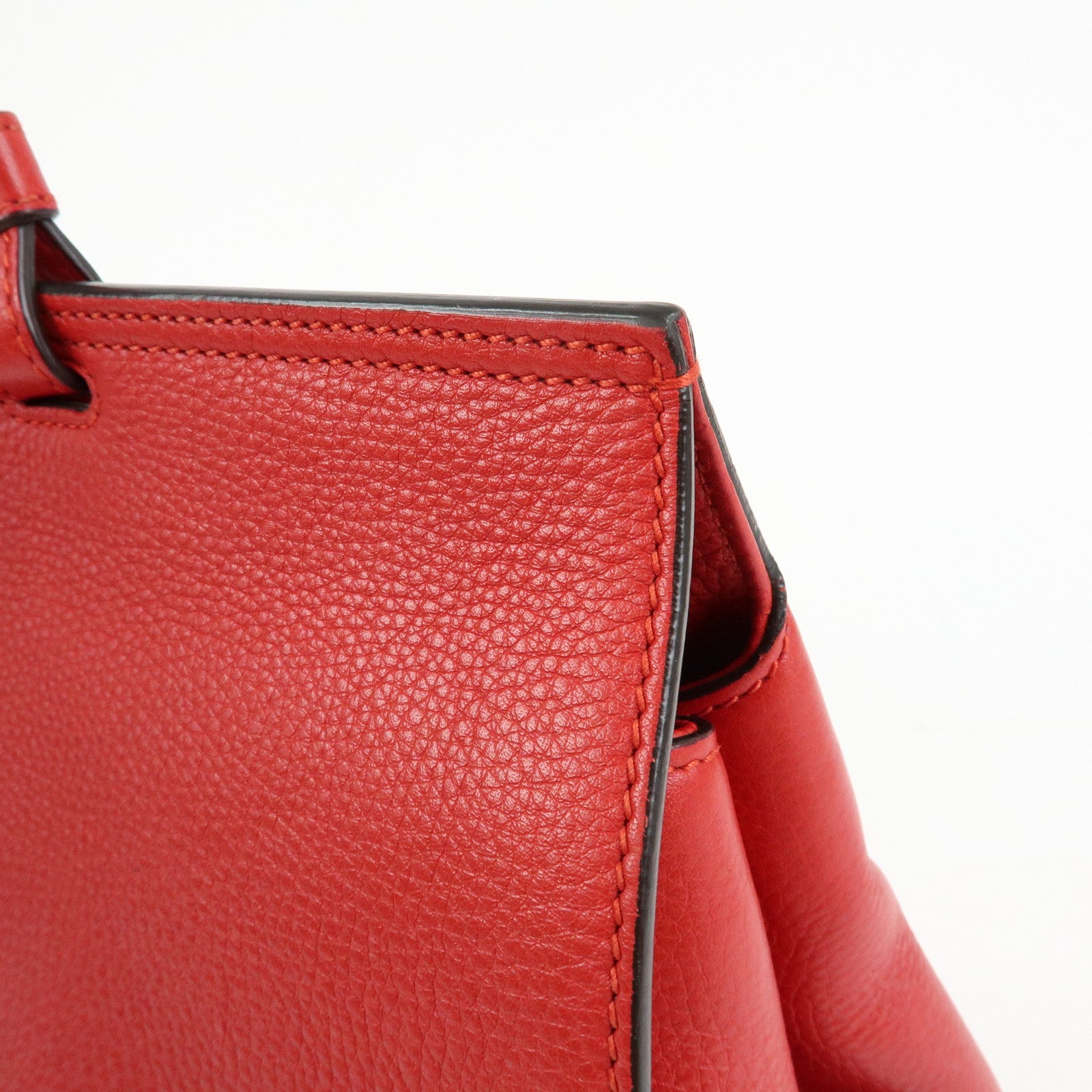 GUCCI Bamboo Leather 2Way Bag Hand Bag Shoulder Bag Red 370830
