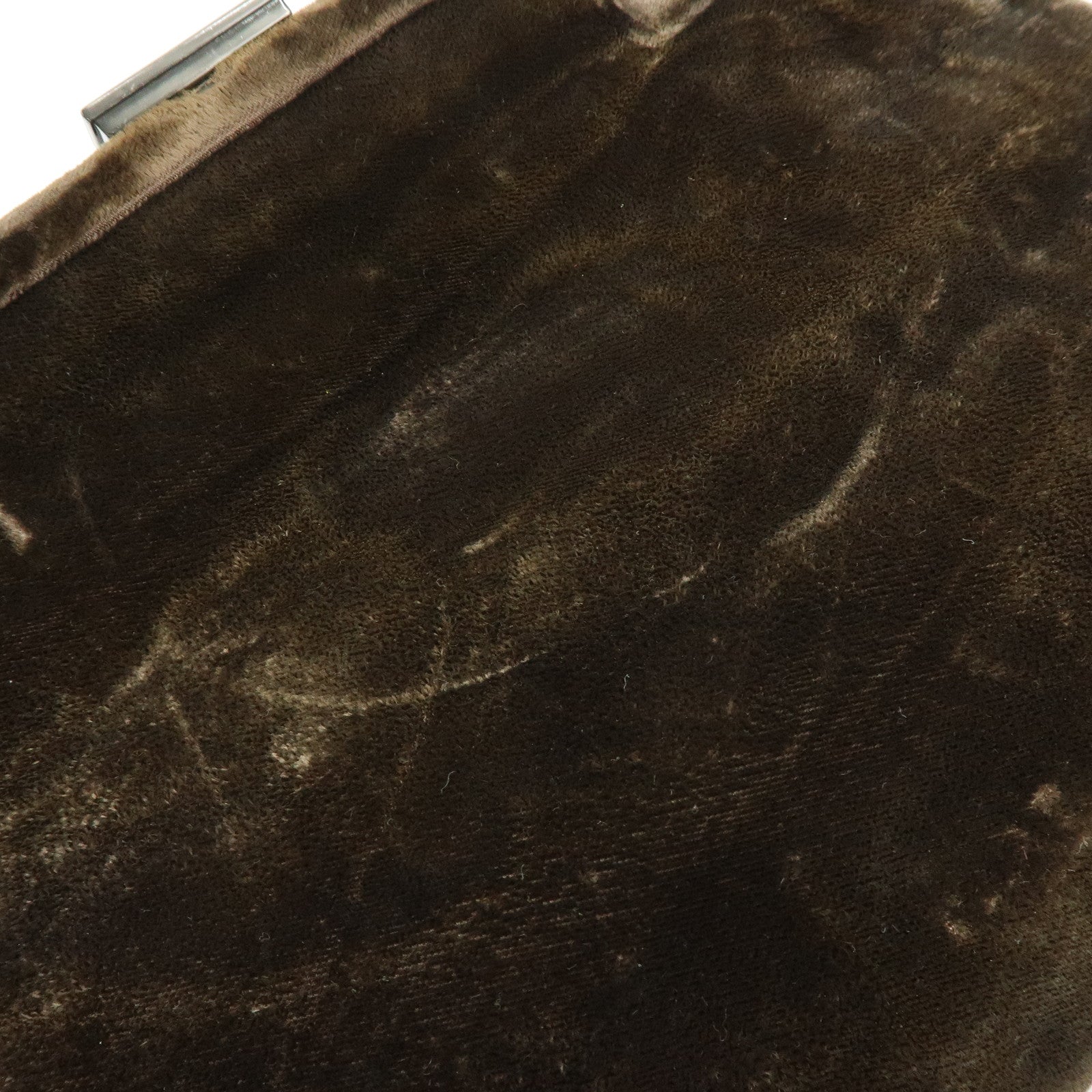 PRADA Logo Velour Hand Bag Brown B7641