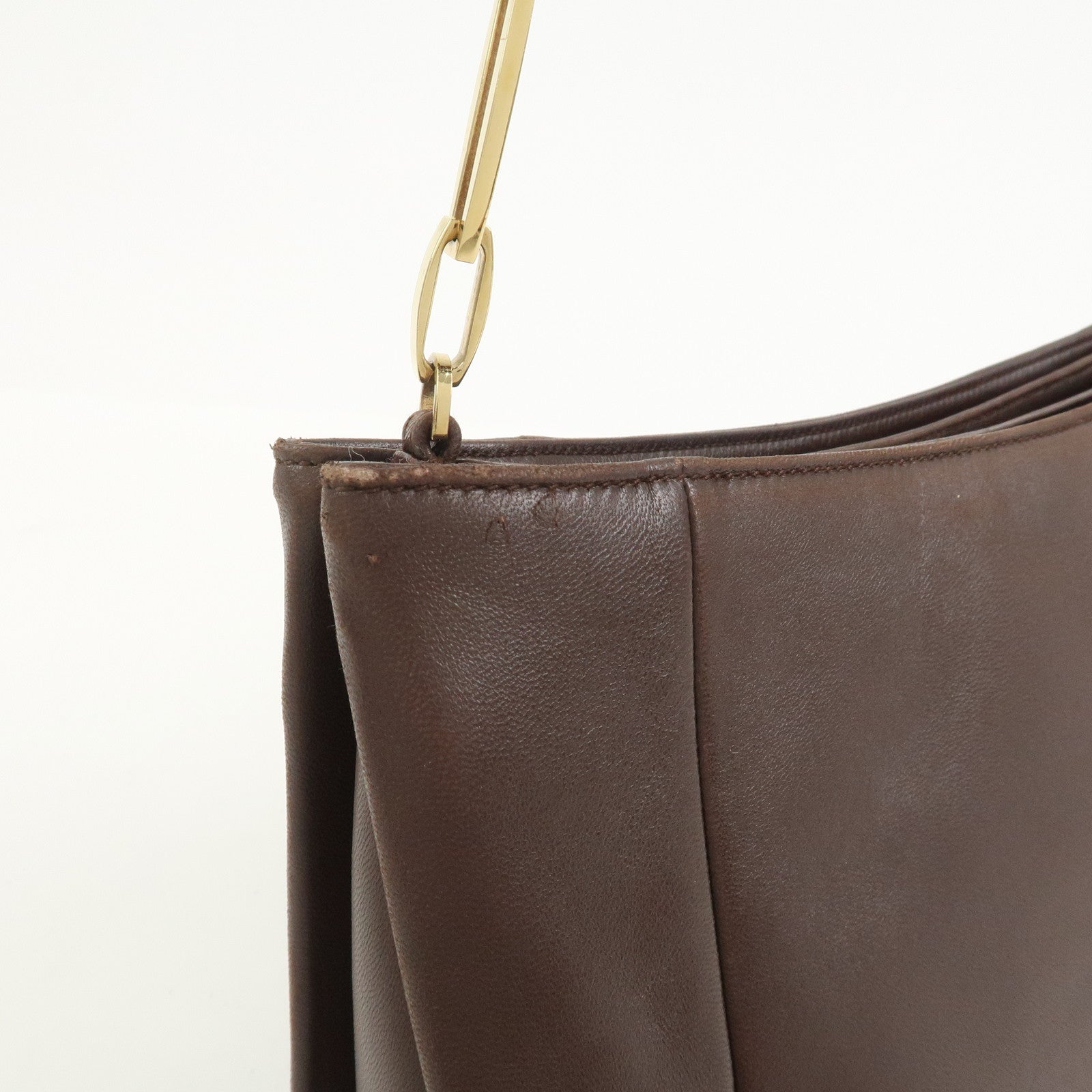 LOEWE Anagram Lamb Skin Shoulder Bag Hand Bag Brown