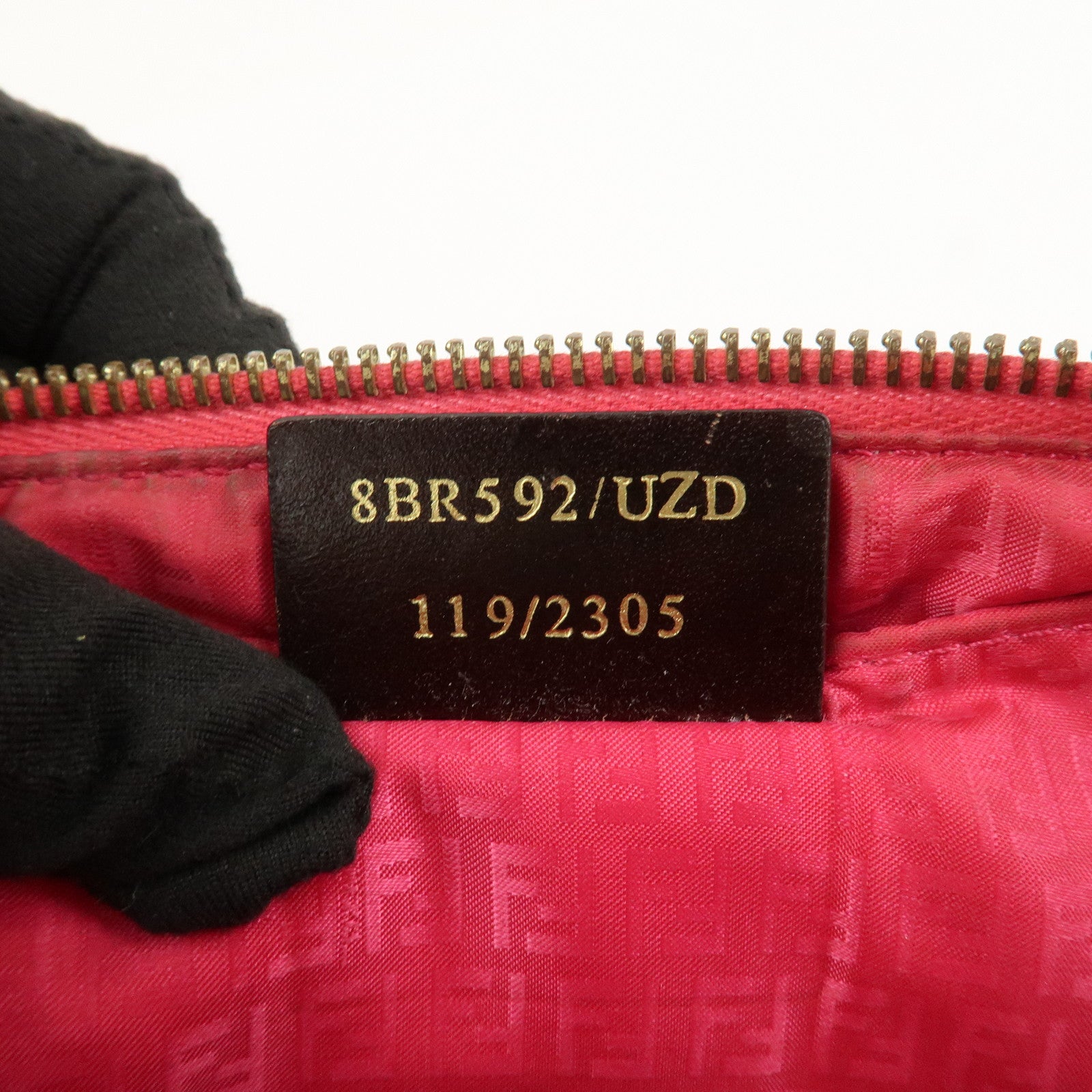 FENDI Zucca PVC Chain Accessory Pouch Hand Bag Brown 8BR592