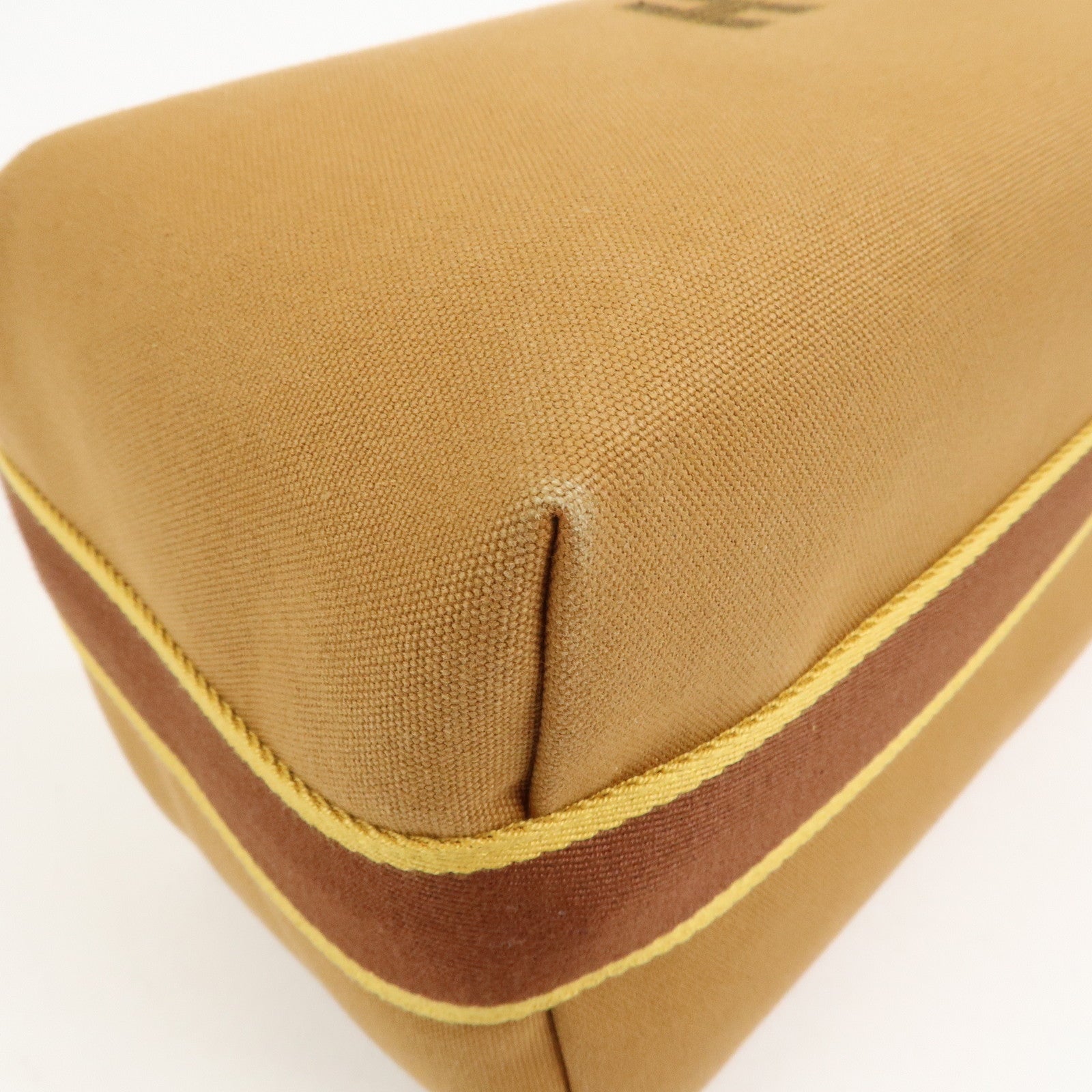 HERMES Bride A Brac GM Canvas Hand Bag Cosmetic Pouch Brown
