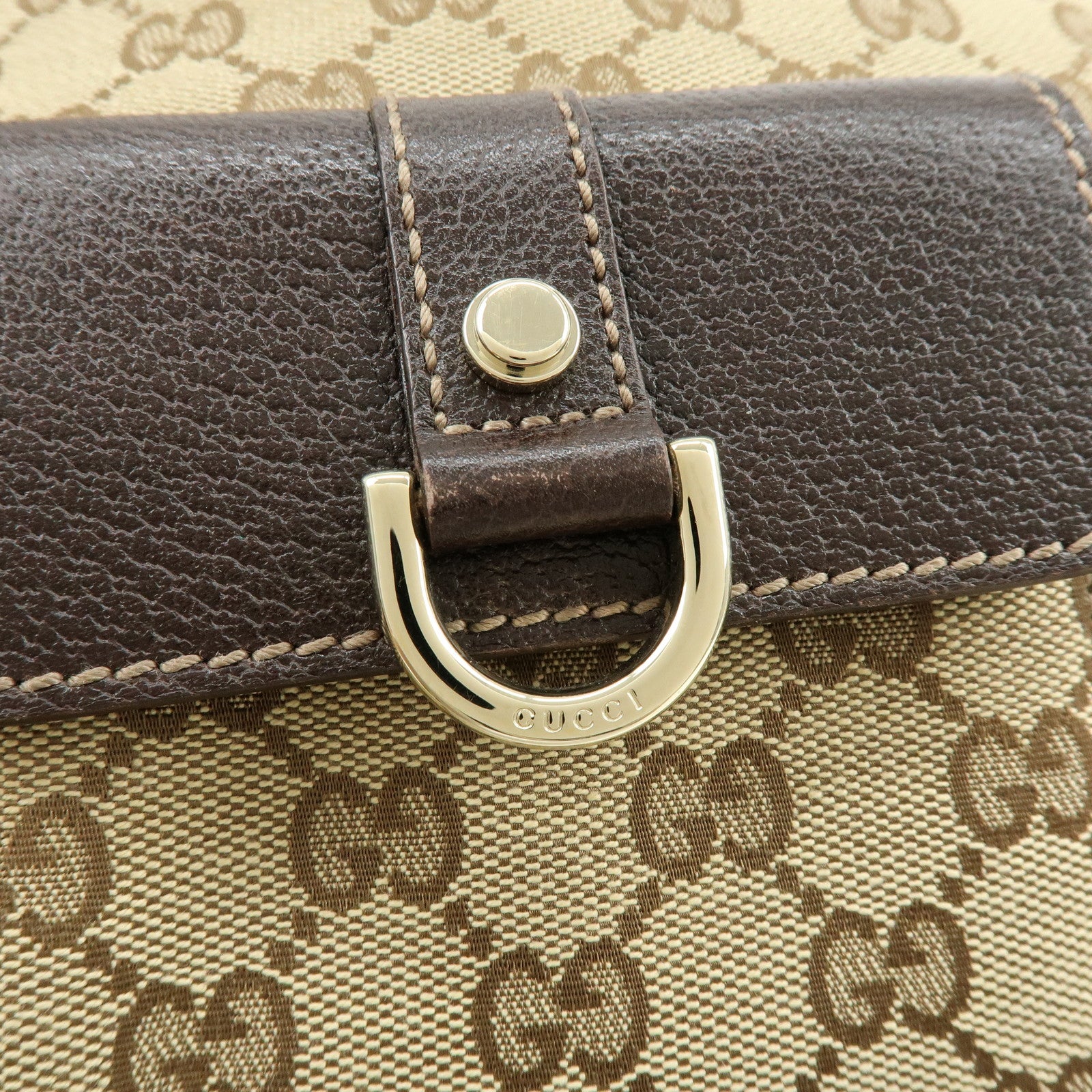 GUCCI Abbey GG Canvas Leather Front Pocket Shoulder Bag 153025