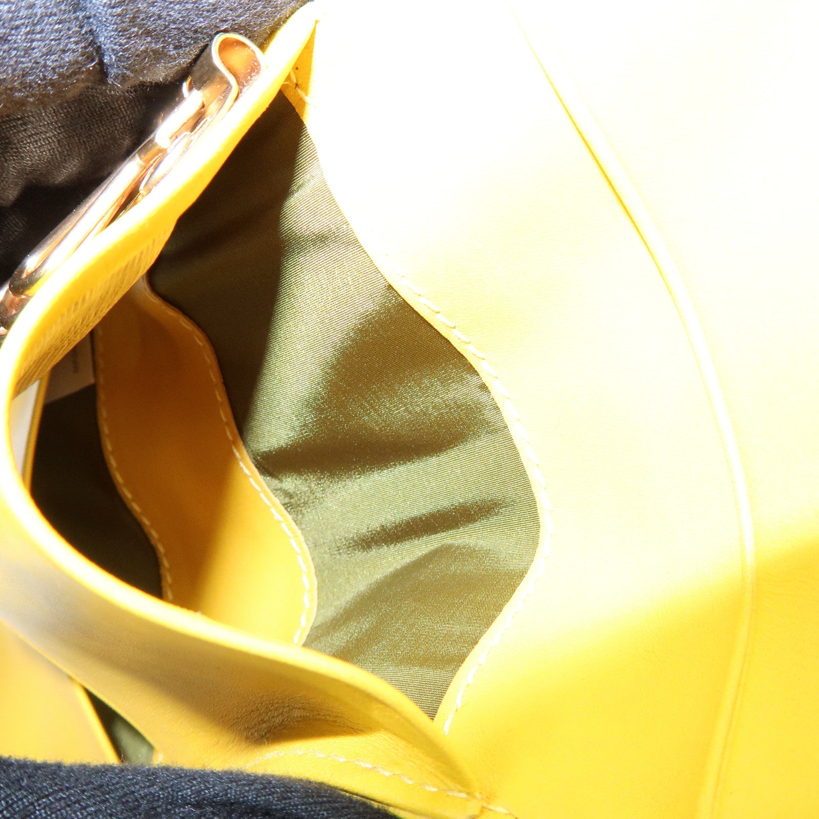 MIU MIU Embossed Leather Key Case Key Holder Yellow 5M0222