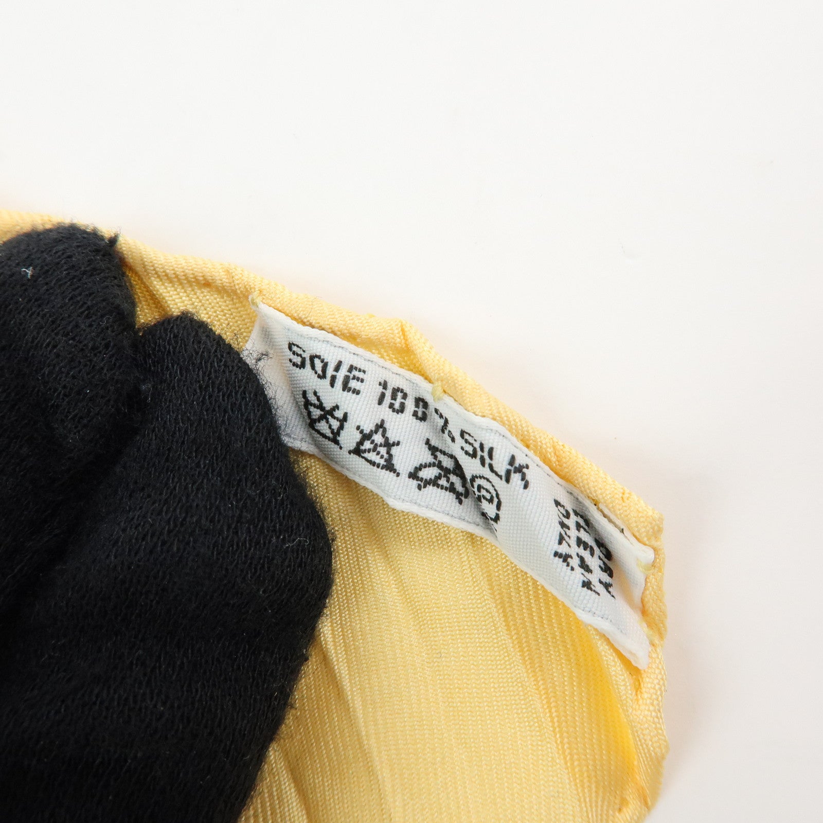 HERMES Pleated Carre 90 Silk 100% Scarf DECOUPAGES Yellow Brown