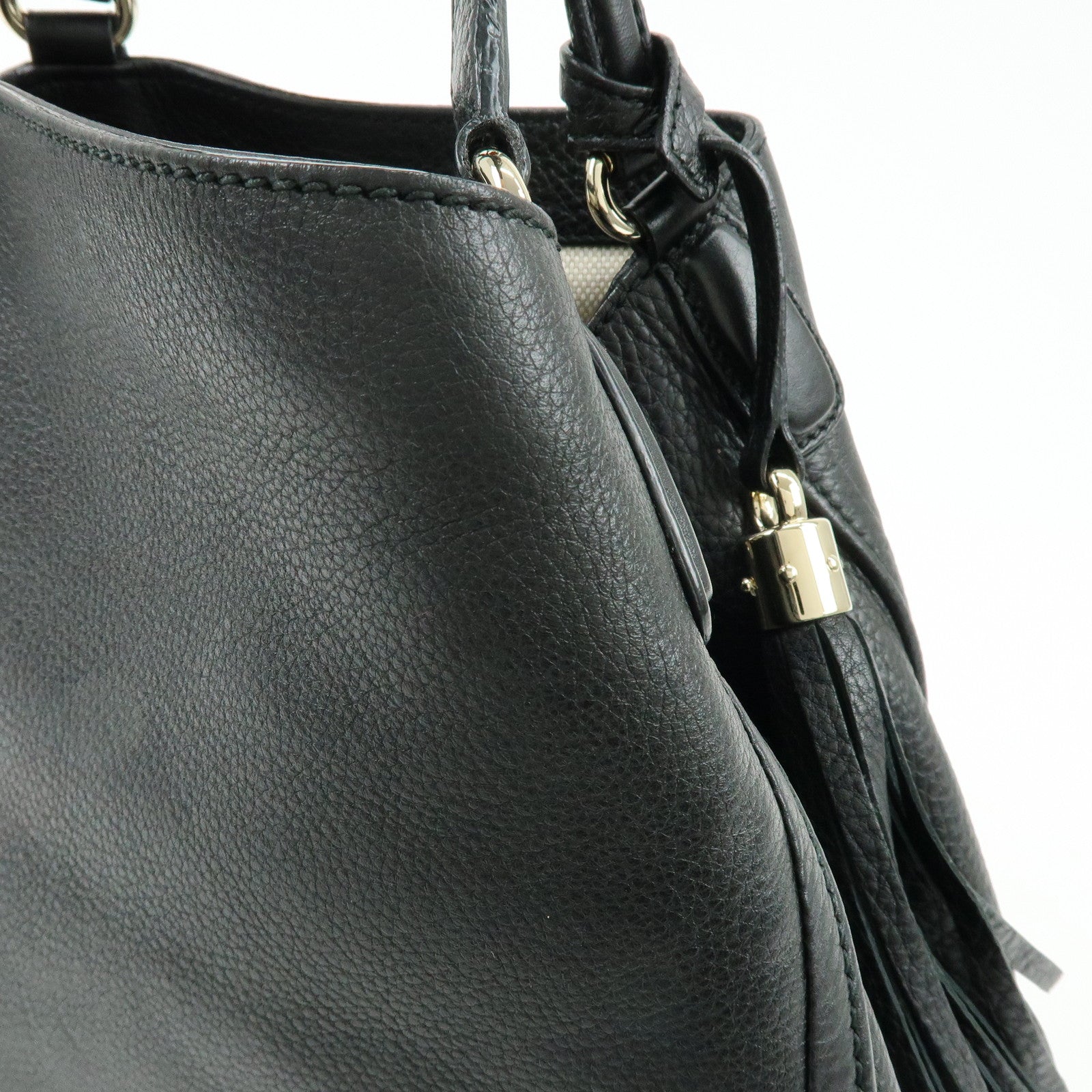 GUCCI SOHO Interlocking G Calf 2Way Hand Shoulder Bag Black 336751