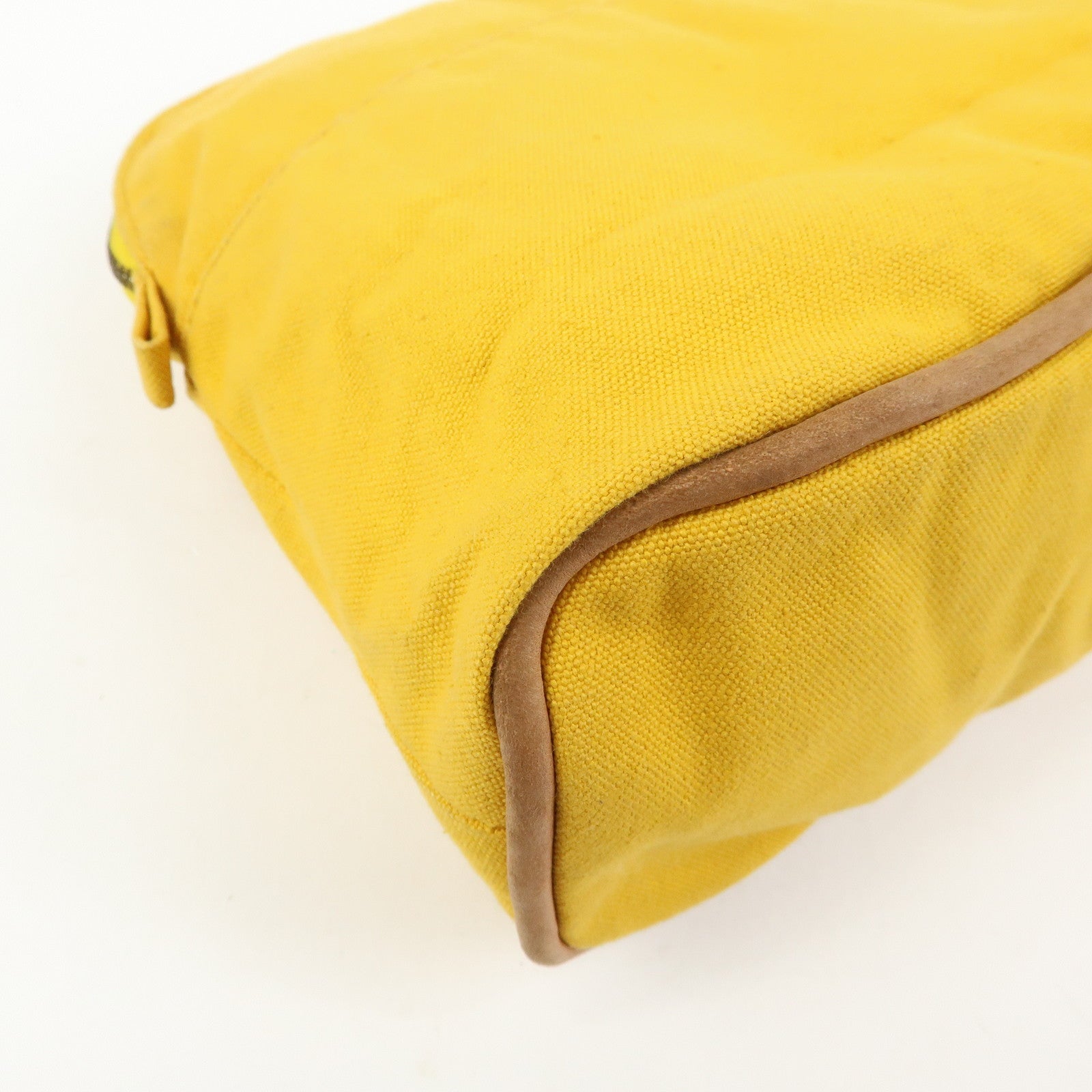 HERMES Bolide MM Canvas Leather Pouch Cosmetic Pouch Yellow