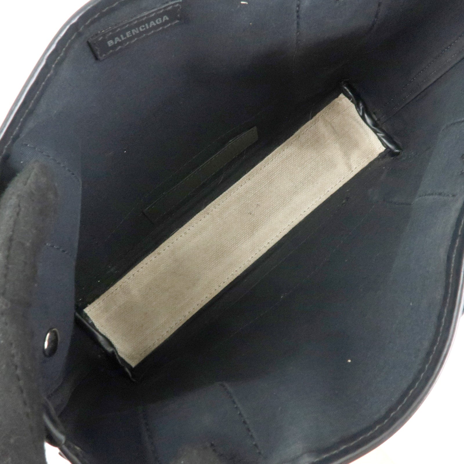 BALENCIAGA Navy Cabas XS Canvas Leather 2WAY Bag Natural 390346