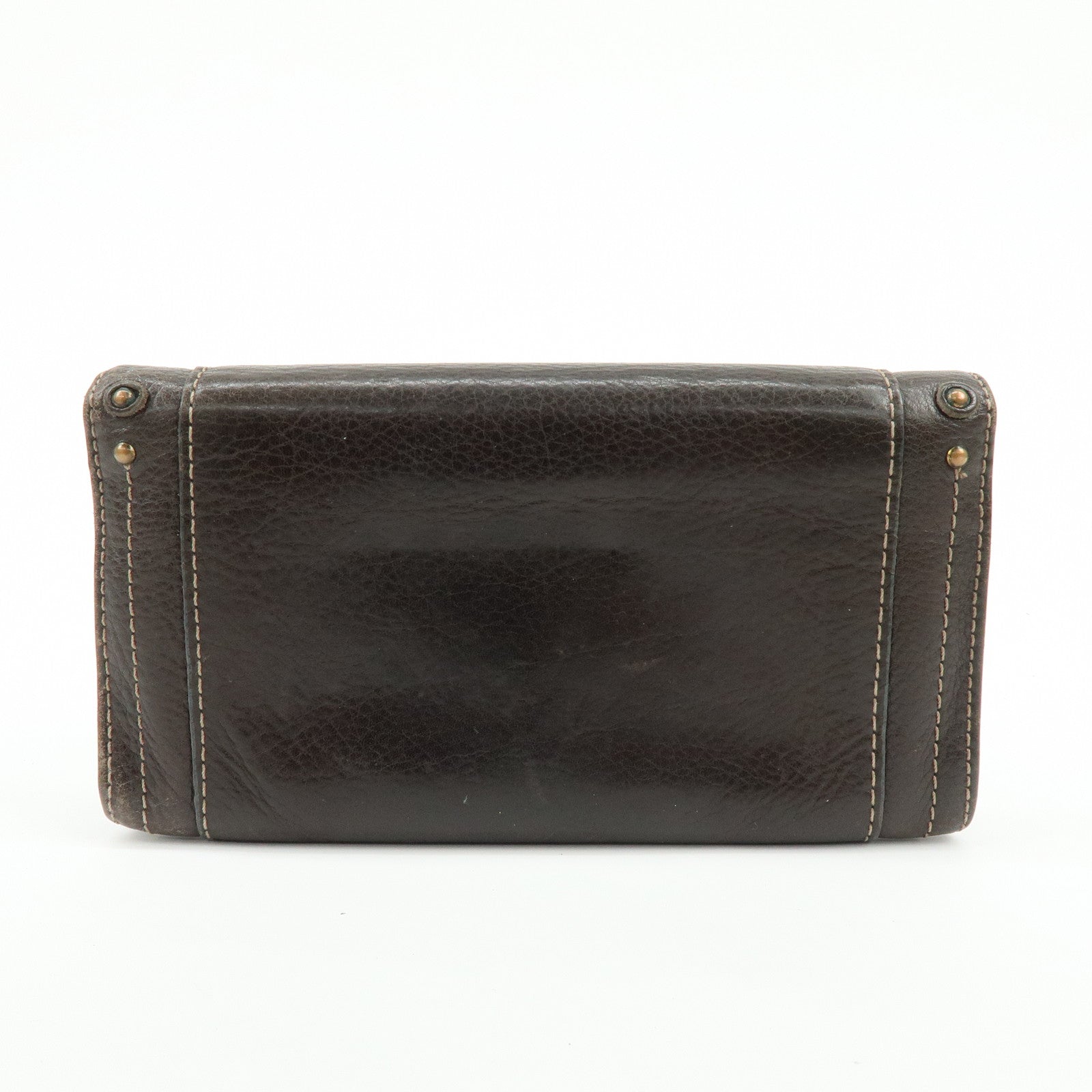 Chloe Paddington Leather Long Flap Wallet Dark Brown