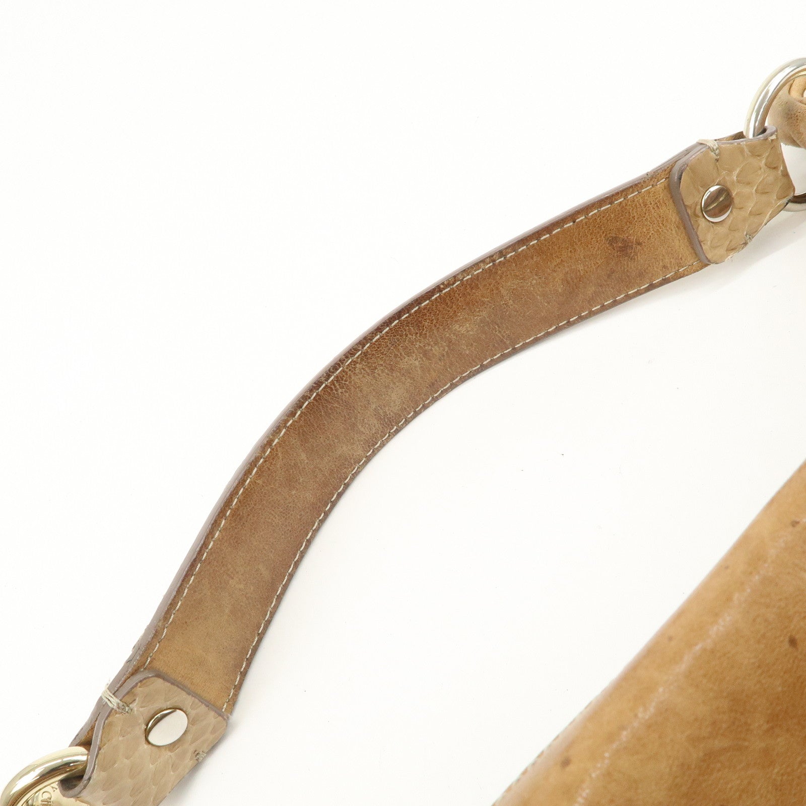 JIMMY CHOO Sky Bag Leather Shoulder Bag Hand Bag Brown