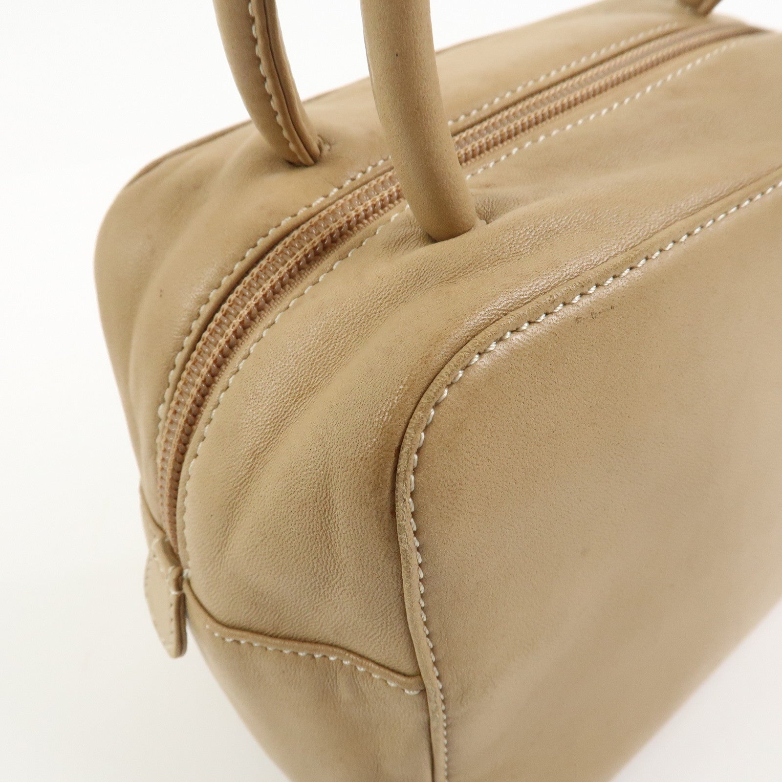 LOEWE Anagram Logo Nappa Leather Hand Bag Mini Boston Bag Beige