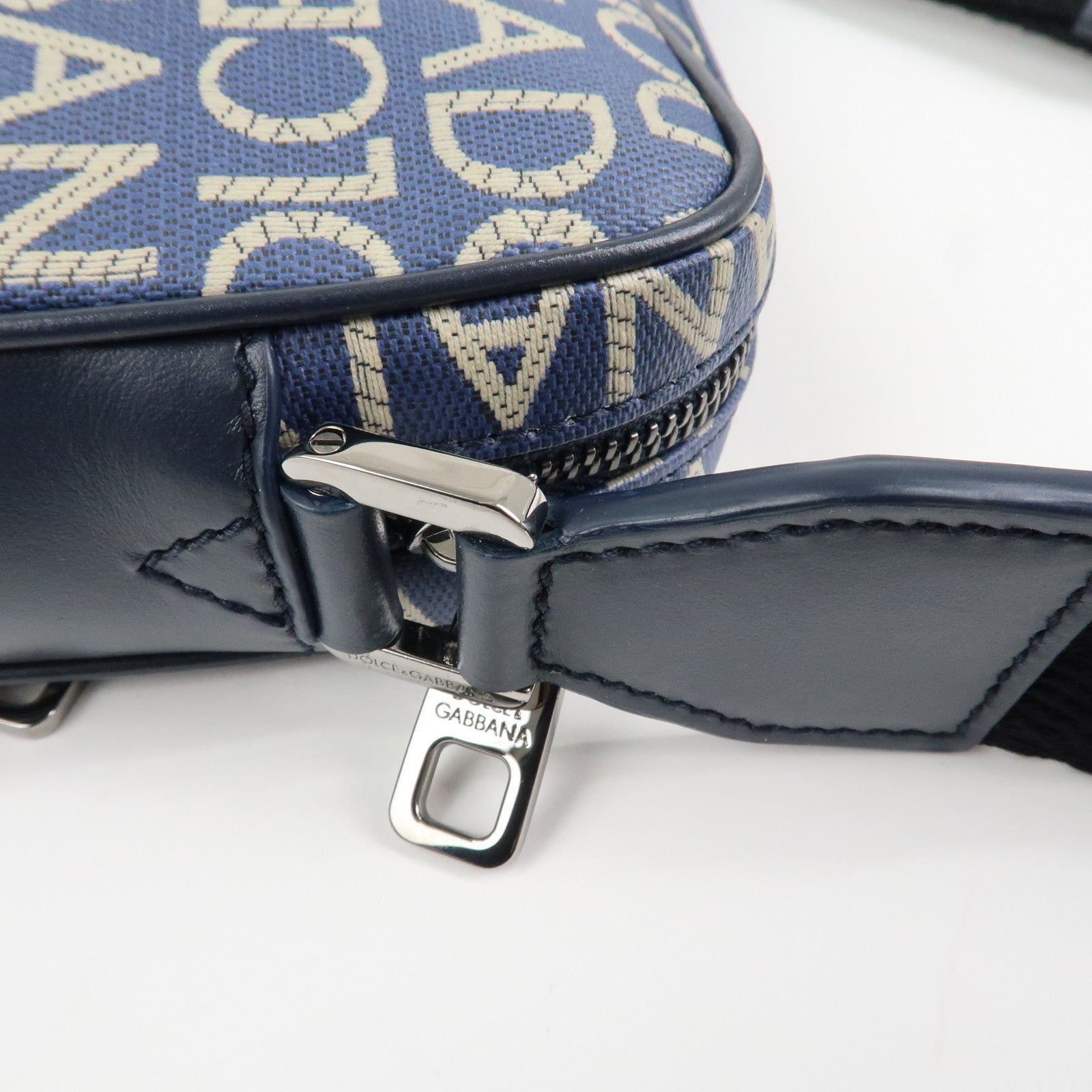 Dolce&Gabbana Canvas PVC Leather Shoulder Bag Navy