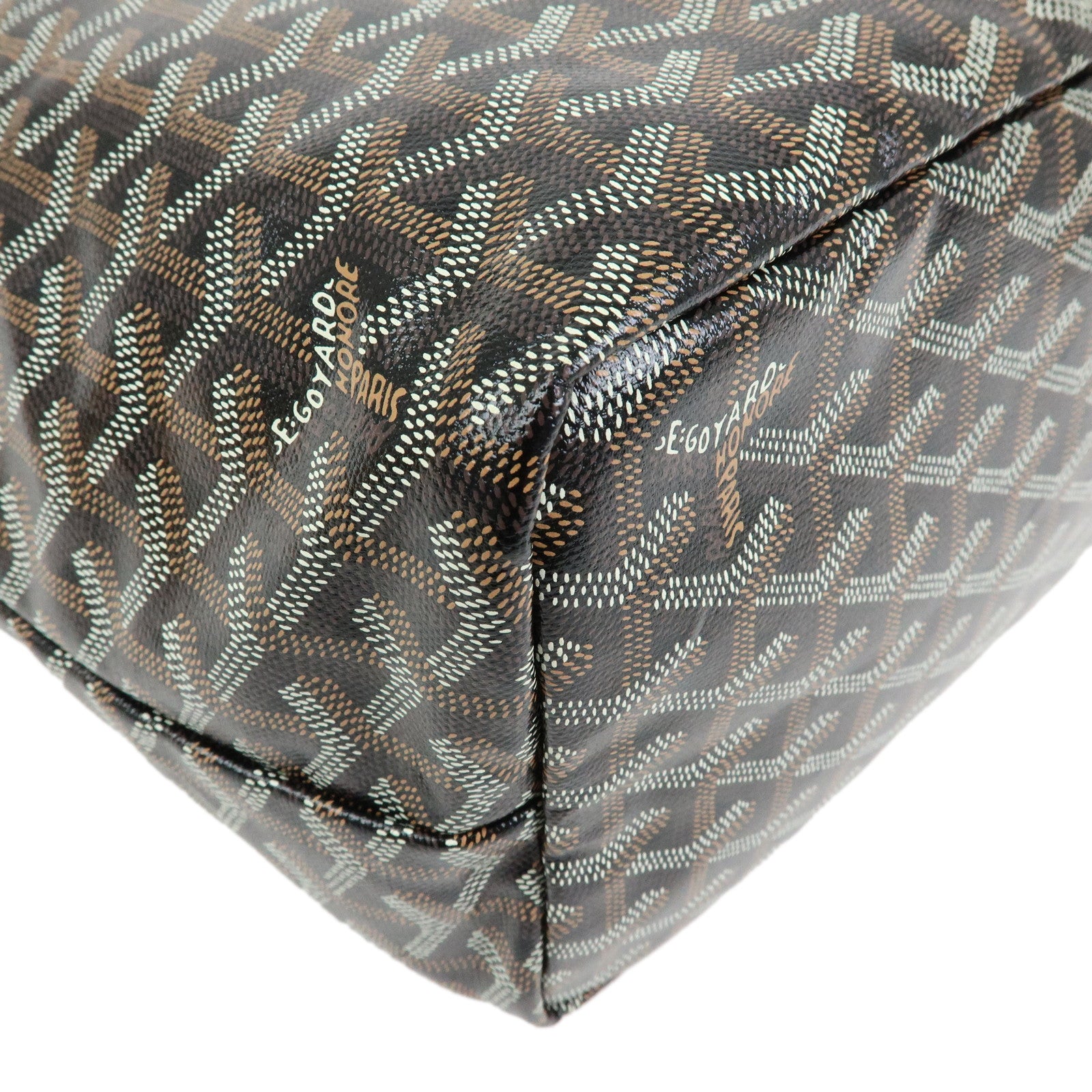 GOYARD Saint Louis PM PVC Leather Tote Bag Hand Bag Black Brown