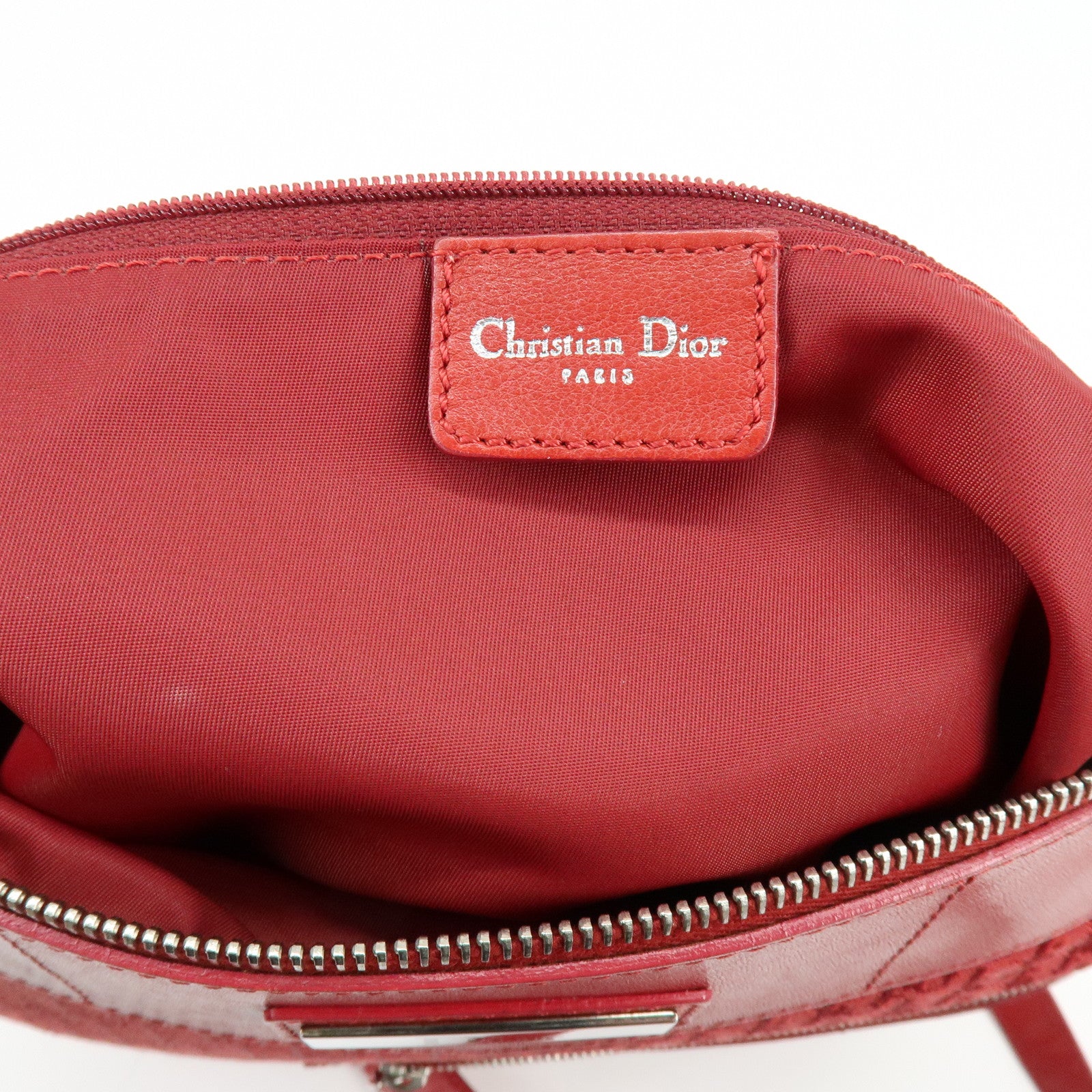 Christian Dior Trotter Jacguard Canvas Leather Shoulder Bag Red