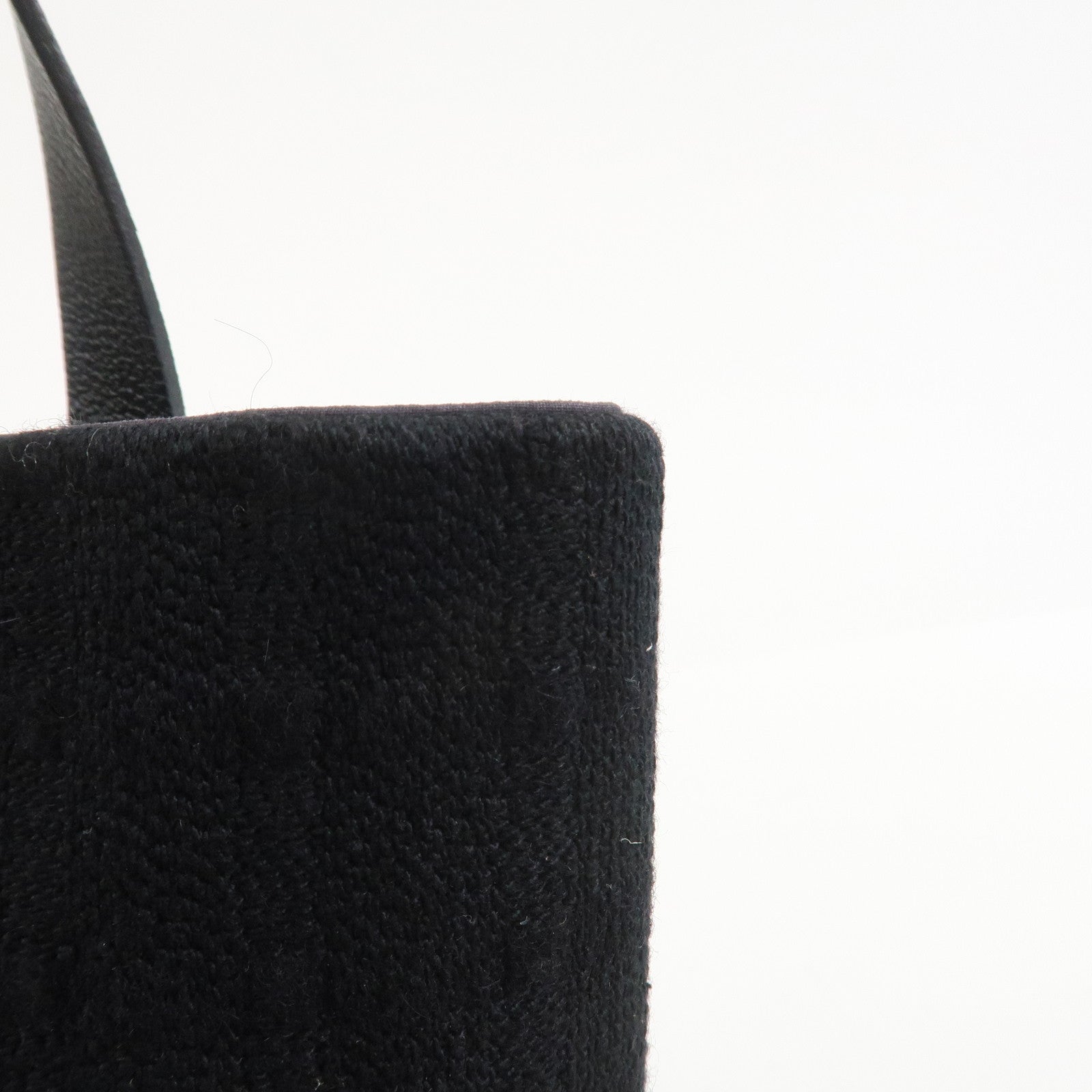 HERMES Amedaba PM Canvas Leather Tote Bag Hand Bag Black