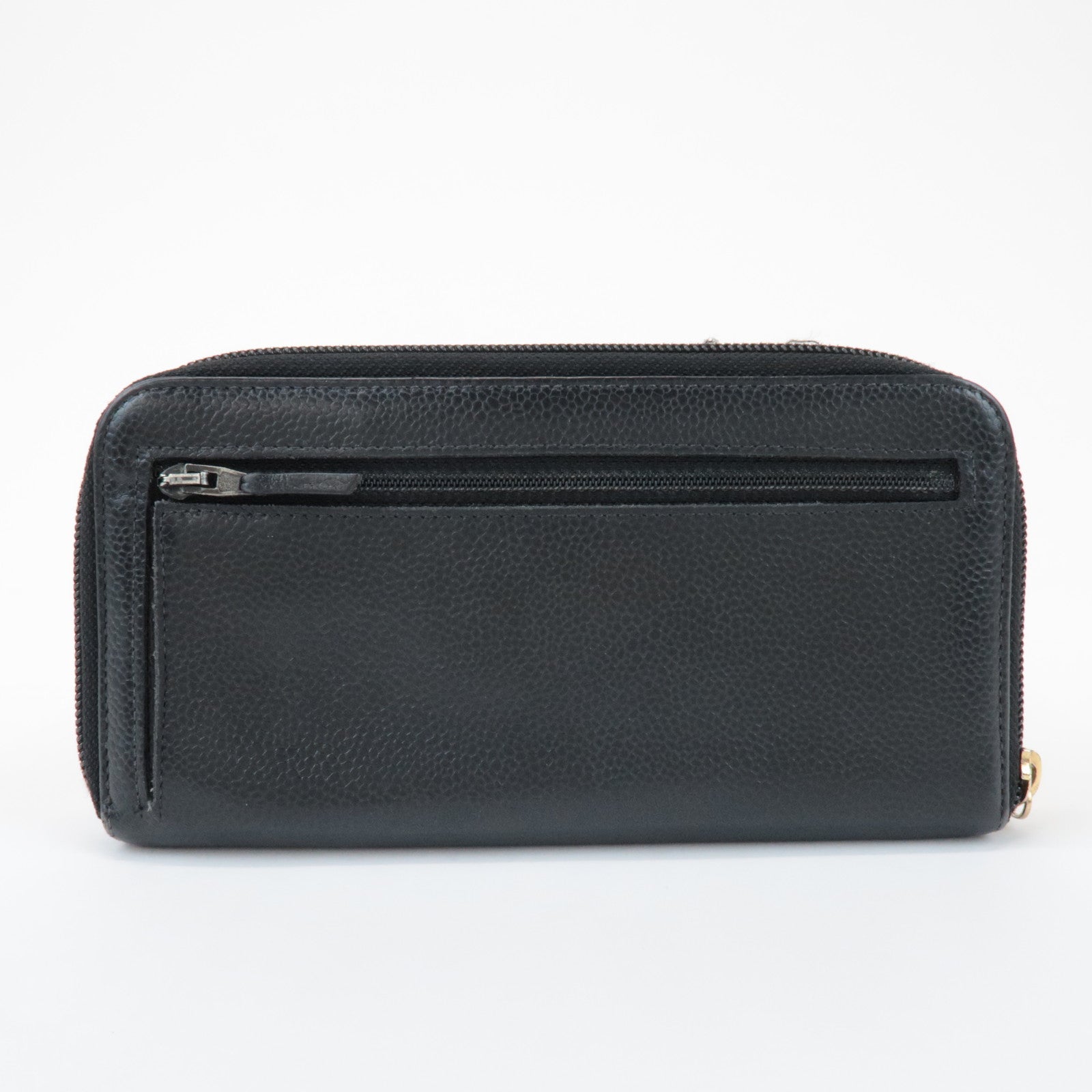 CHANEL COCO Mark Caviarskin Round Zippy Long Wallet Black