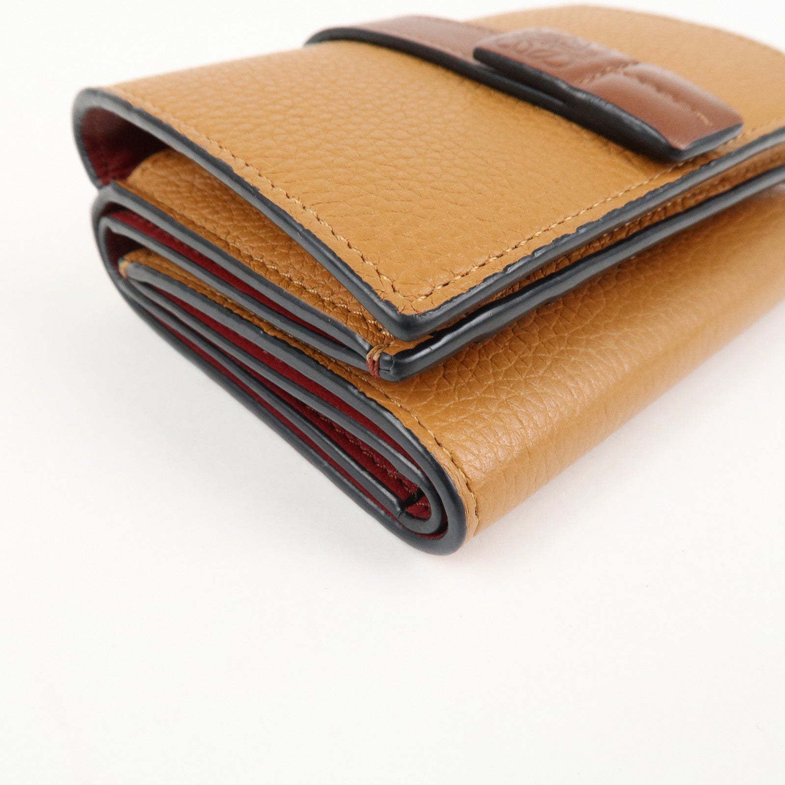 LOEWE Leather Tri-fold Compact Wallet Brown Used