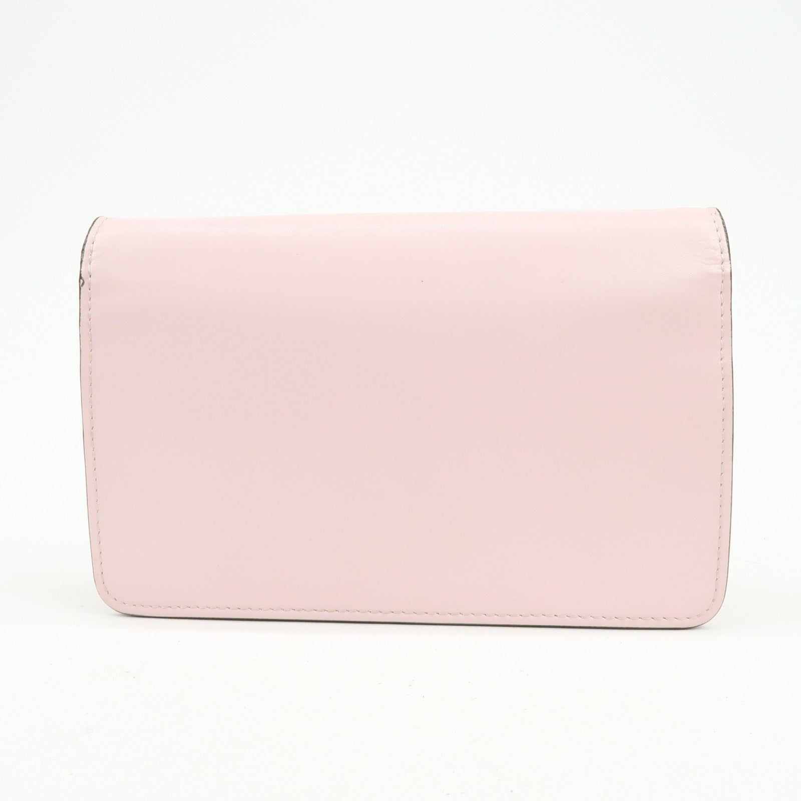 FENDI Leather Studs Chain Wallet Shoulder Bag Pink 8M0346