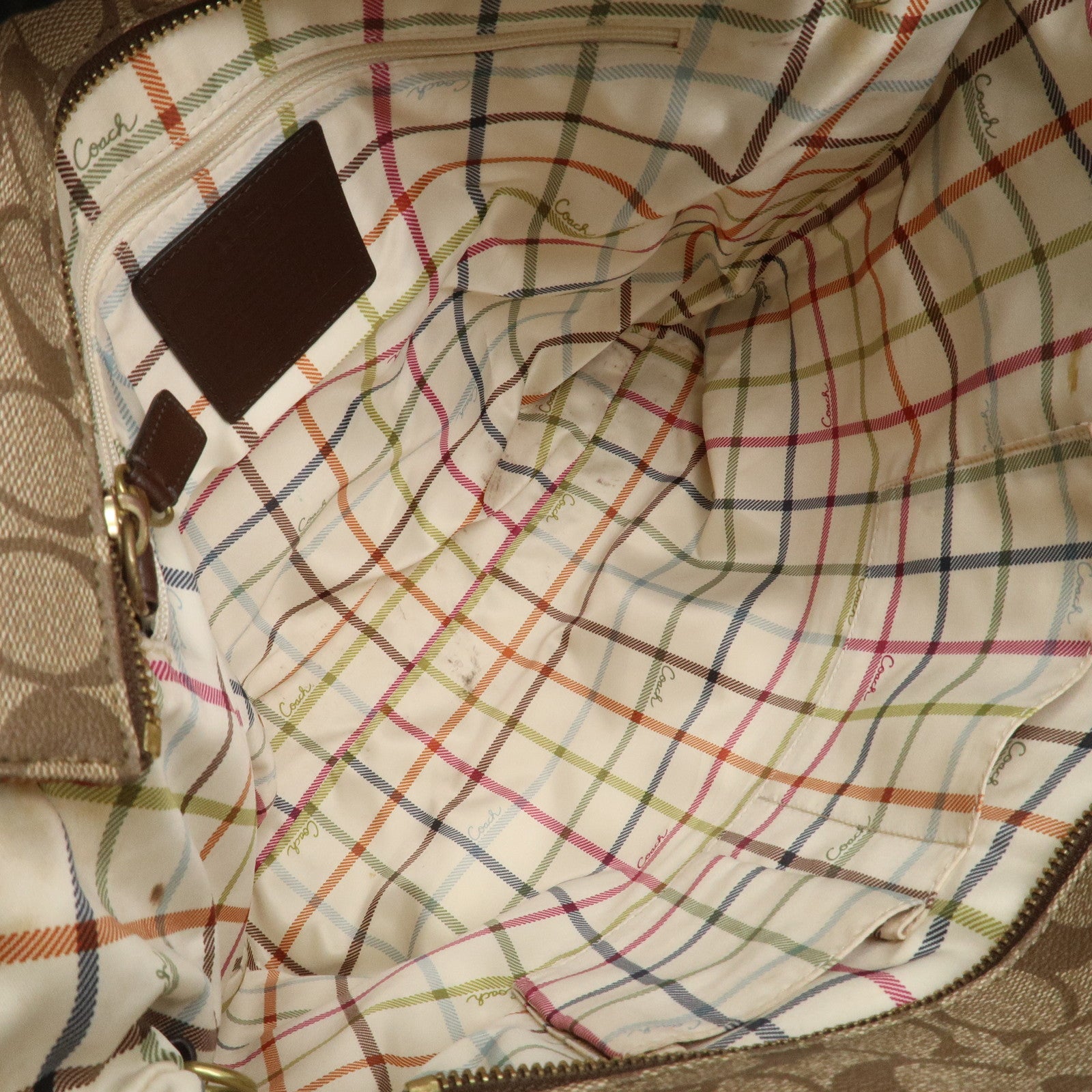 COACH Set of 2  PVC Canvas Leather Shoulder Bag Hand Bag Brown