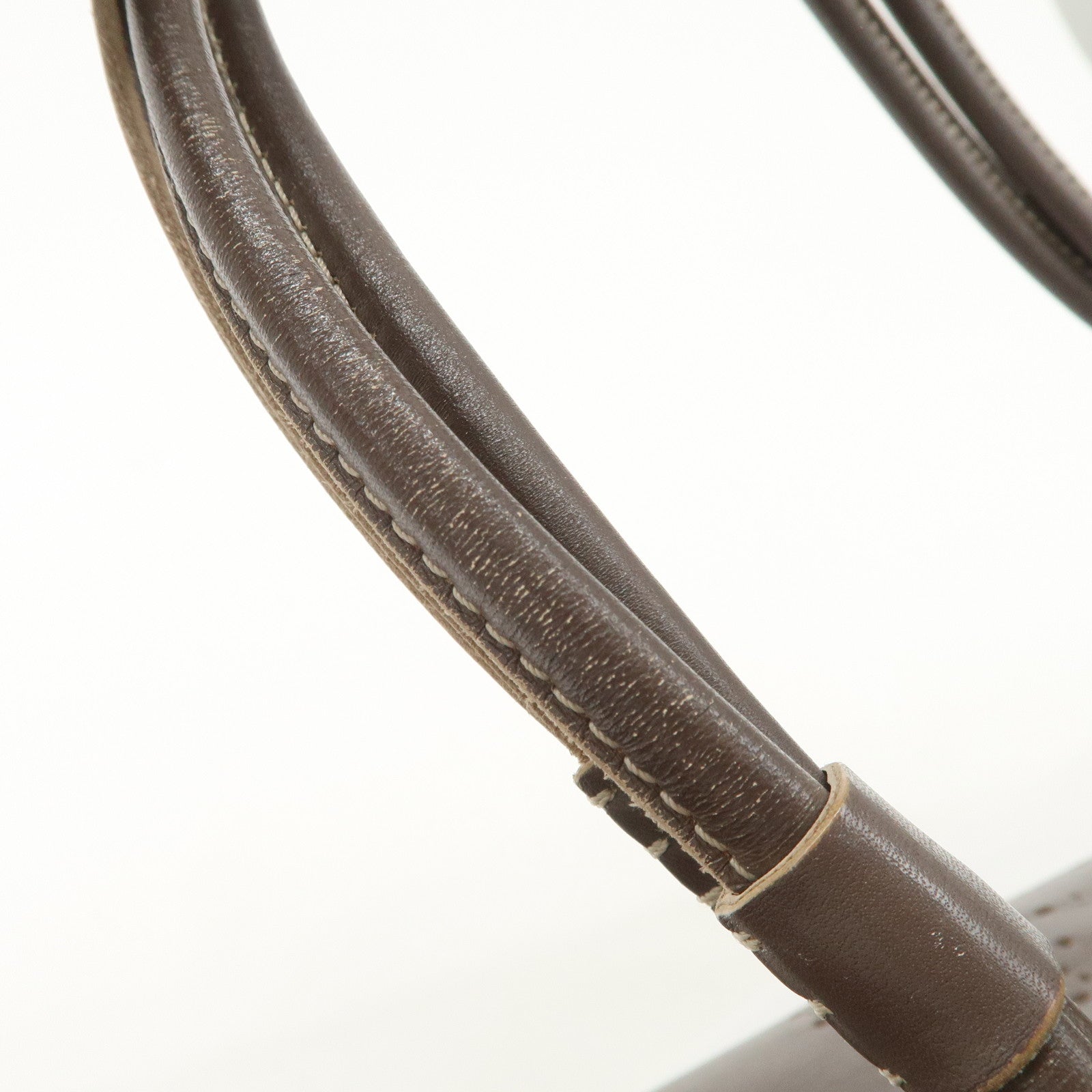 LOEWE Anagram Leather Shopper Tote Bag Shoulder Bag Brown Used