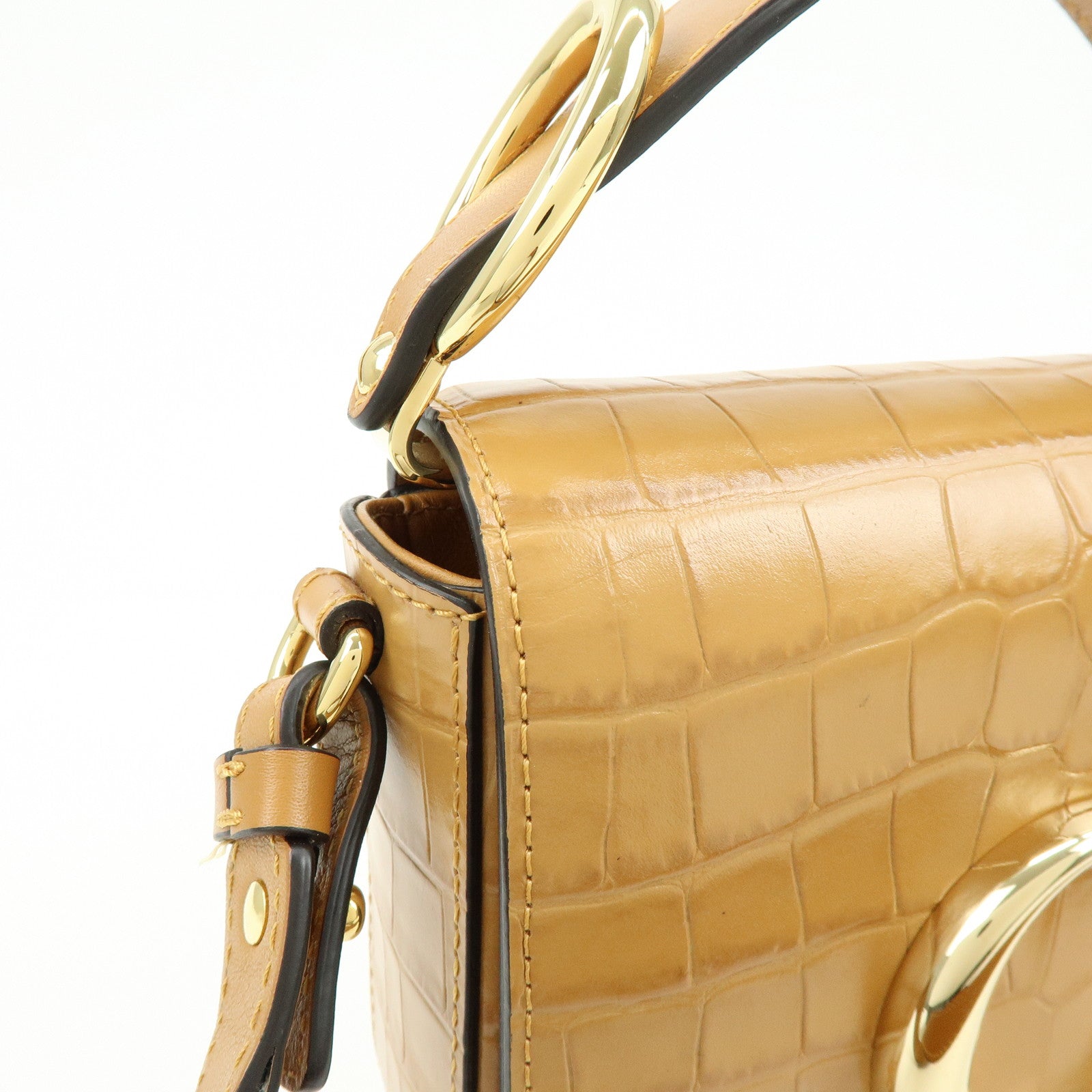 Chloe See By Chloe Embosssed Leather 2Way Bag Shoulder Bag Brown