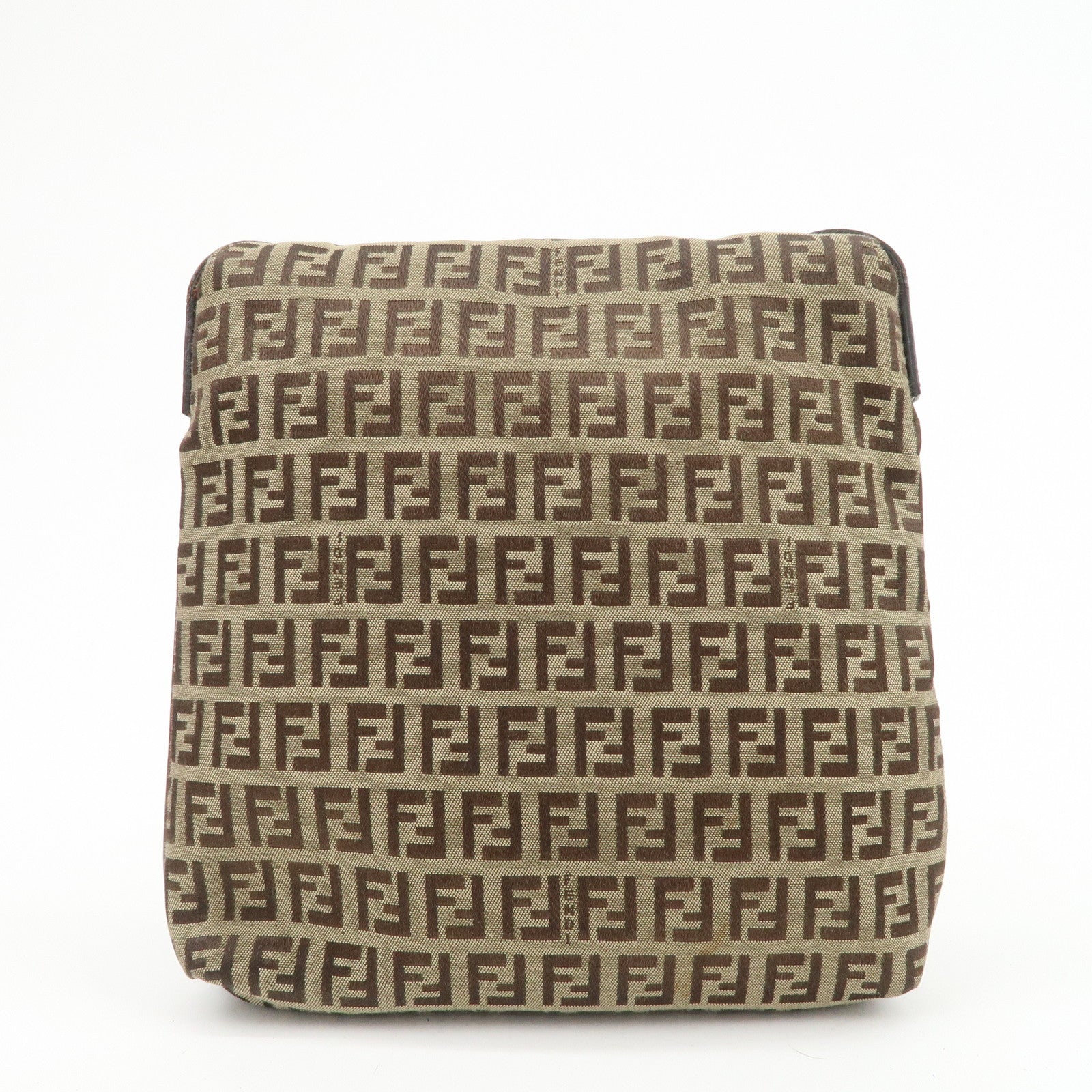 FENDI Zucchino Canvas Leather Shoulder Bag Crossbody Bag 8BT075