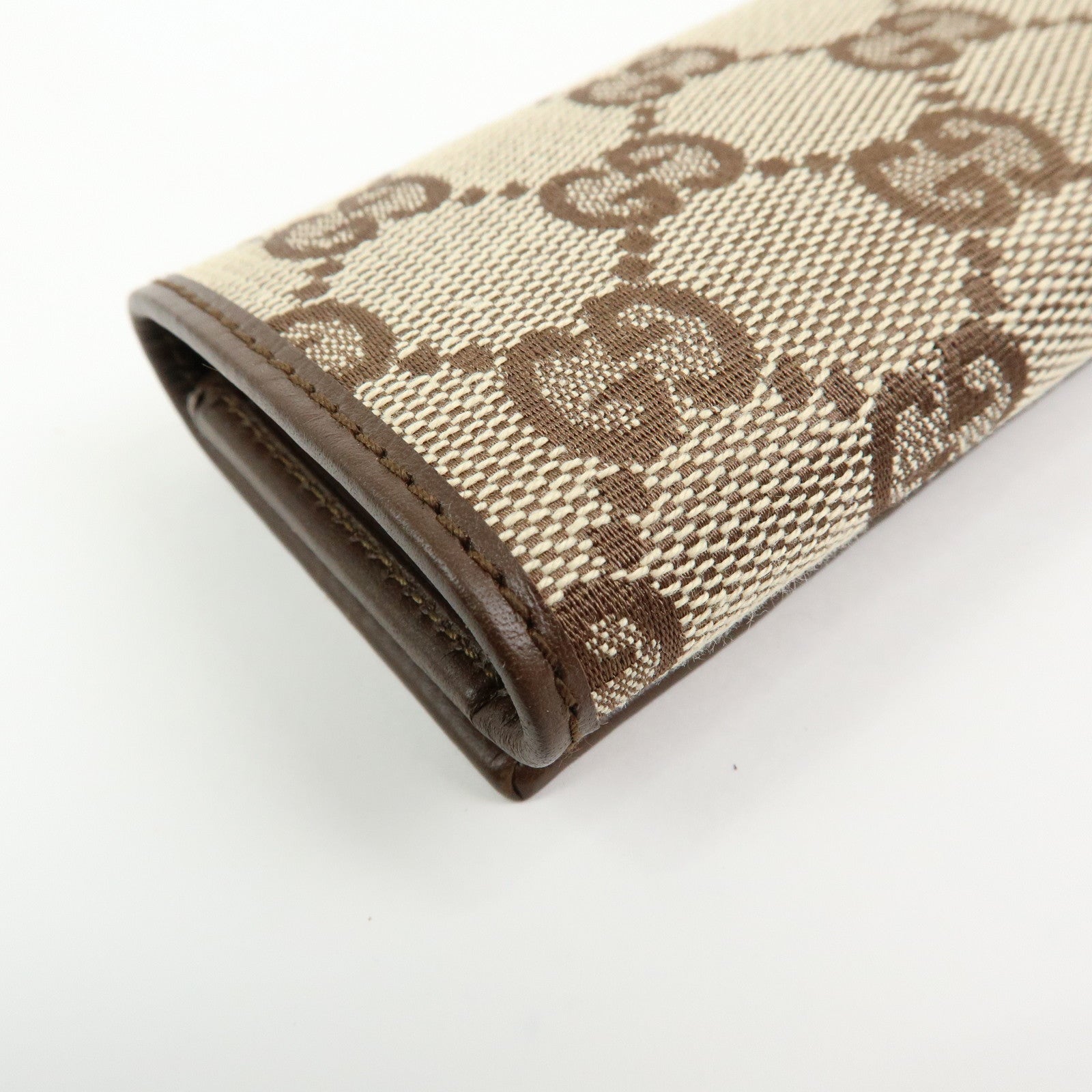 GUCCI GG Canvas Leather 6 Ring Key Case Beige Brown