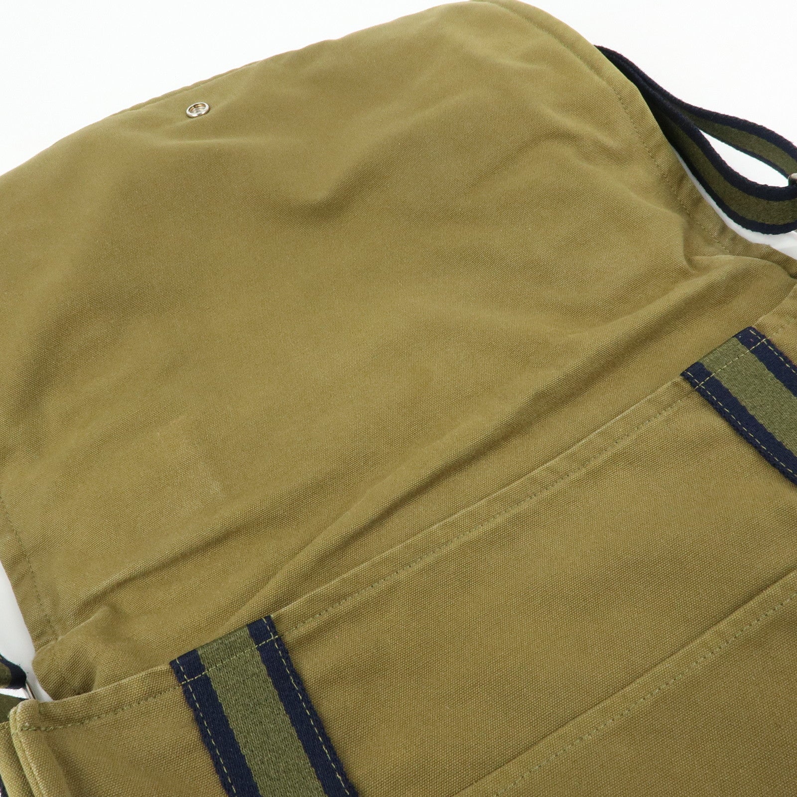 HERMES Fourre Tout Bassas MM Cotton Shoulder Bag Khaki
