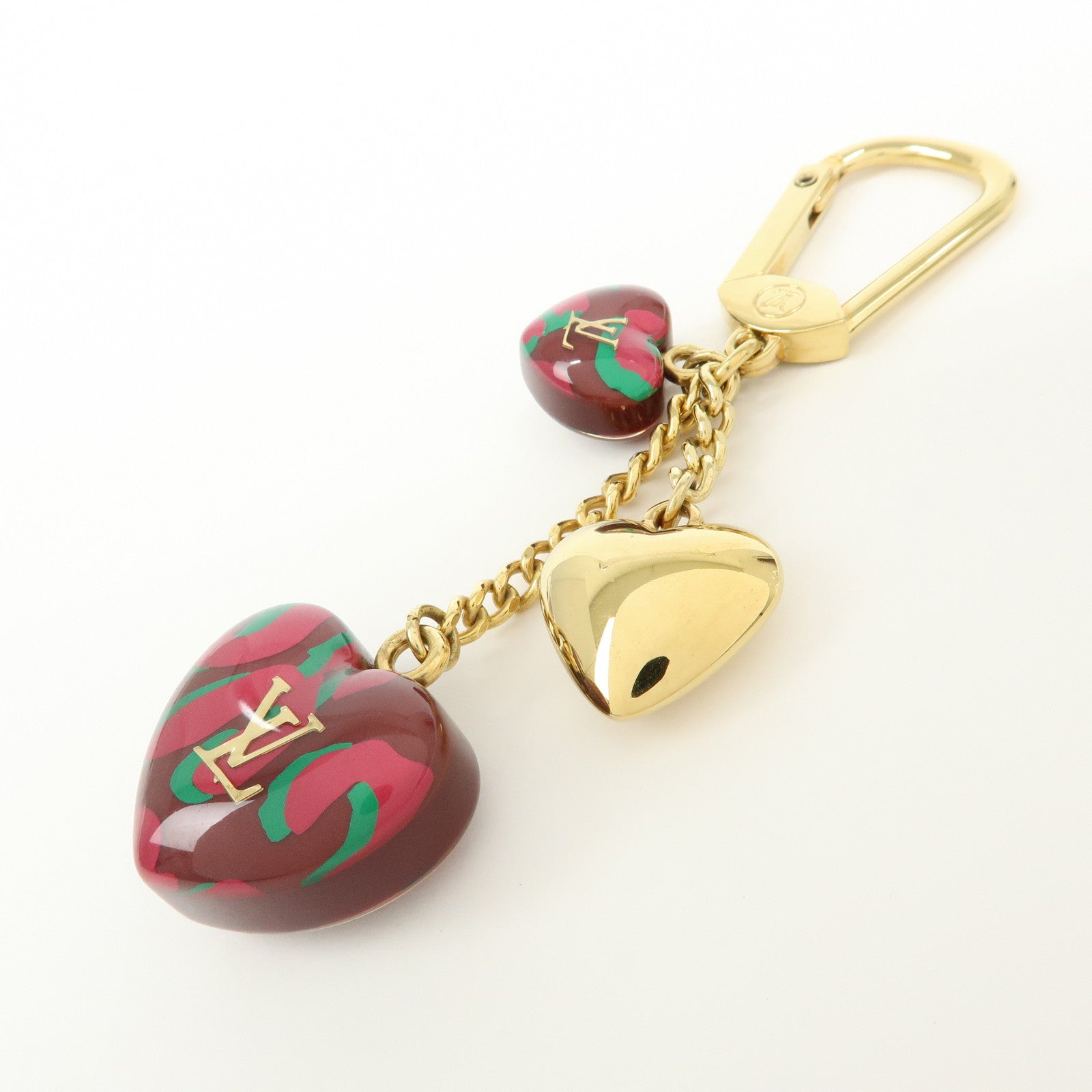 Louis Vuitton Porte Cles Leopard Metal Key Charm Rouge Fauviste
